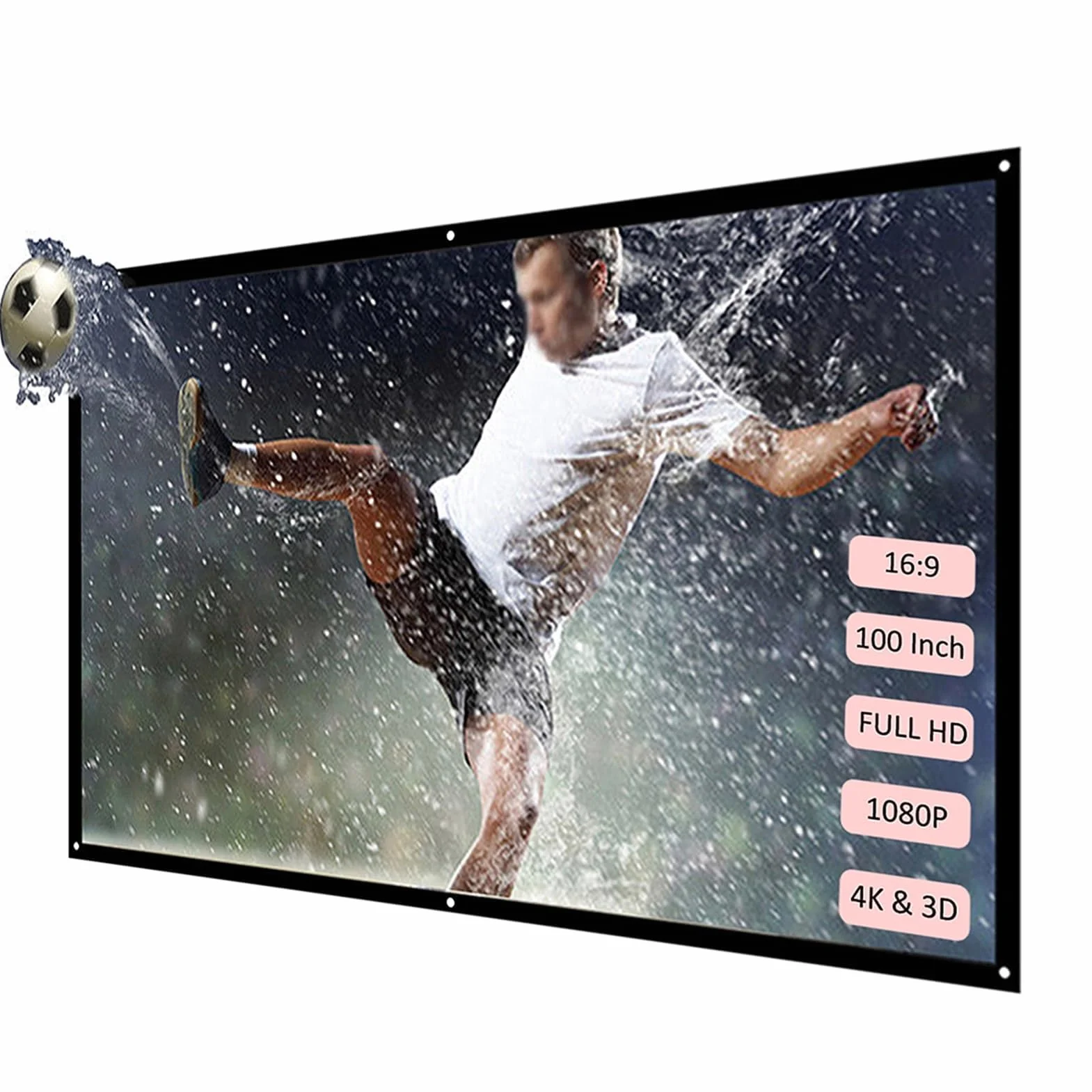 Ejoyous Canvas Beamer, 16: 9 HD Składany Projektor Canvas Projekcja Ekran Przeciwziemski Dwustronny Projektor Ekranowy Płótna na Spotkanie w Szkole (Ejoyousin43ksfgzy-20)