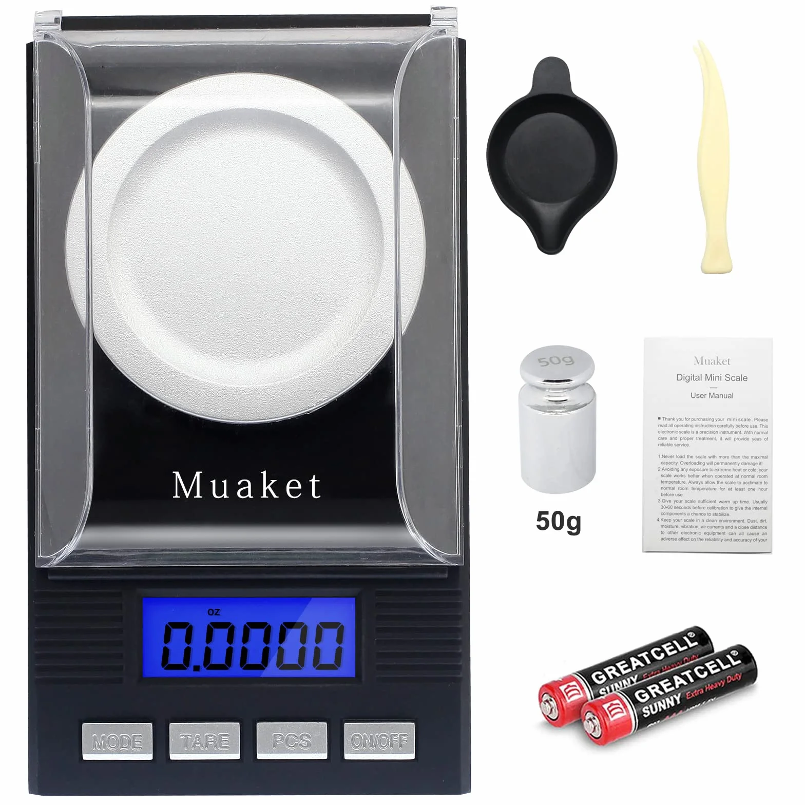 MG waga probiercza 50 g/0,001 g, waga kieszonkowa z wyświetlaczem LCD, bardzo precyzyjna waga laboratoryjna, waga apteczna waga proszkowa z odważnikami kalibracyjnymi, pęsetą i podkładkami