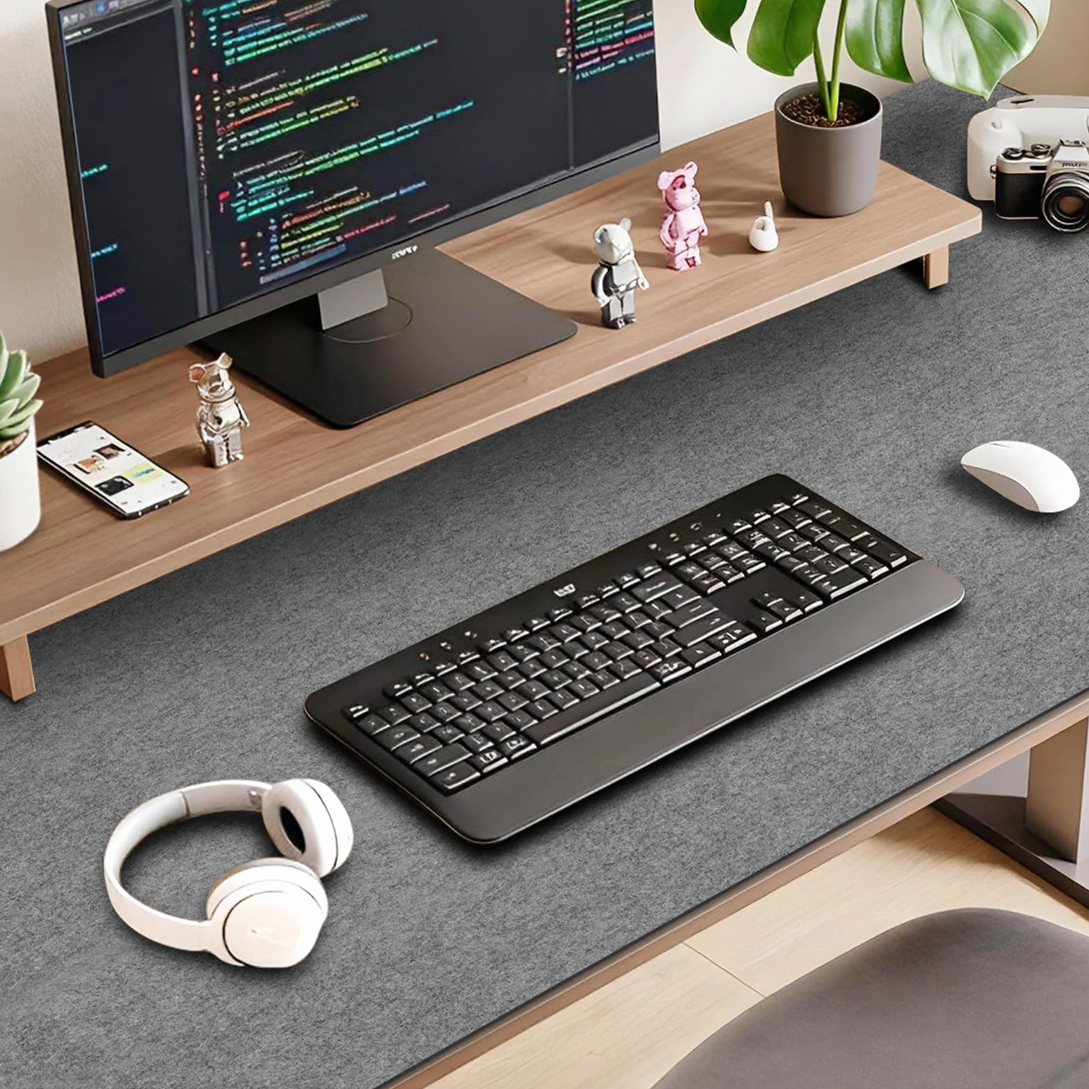 Filcowa podkładka na biurko, 120 x 60 cm, ochrona biurka, duża, odporna na zarysowania i zużycie, podkładka na biurko, antypoślizgowa filcowa podkładka pod mysz i podkładka pod klawiaturę do domu