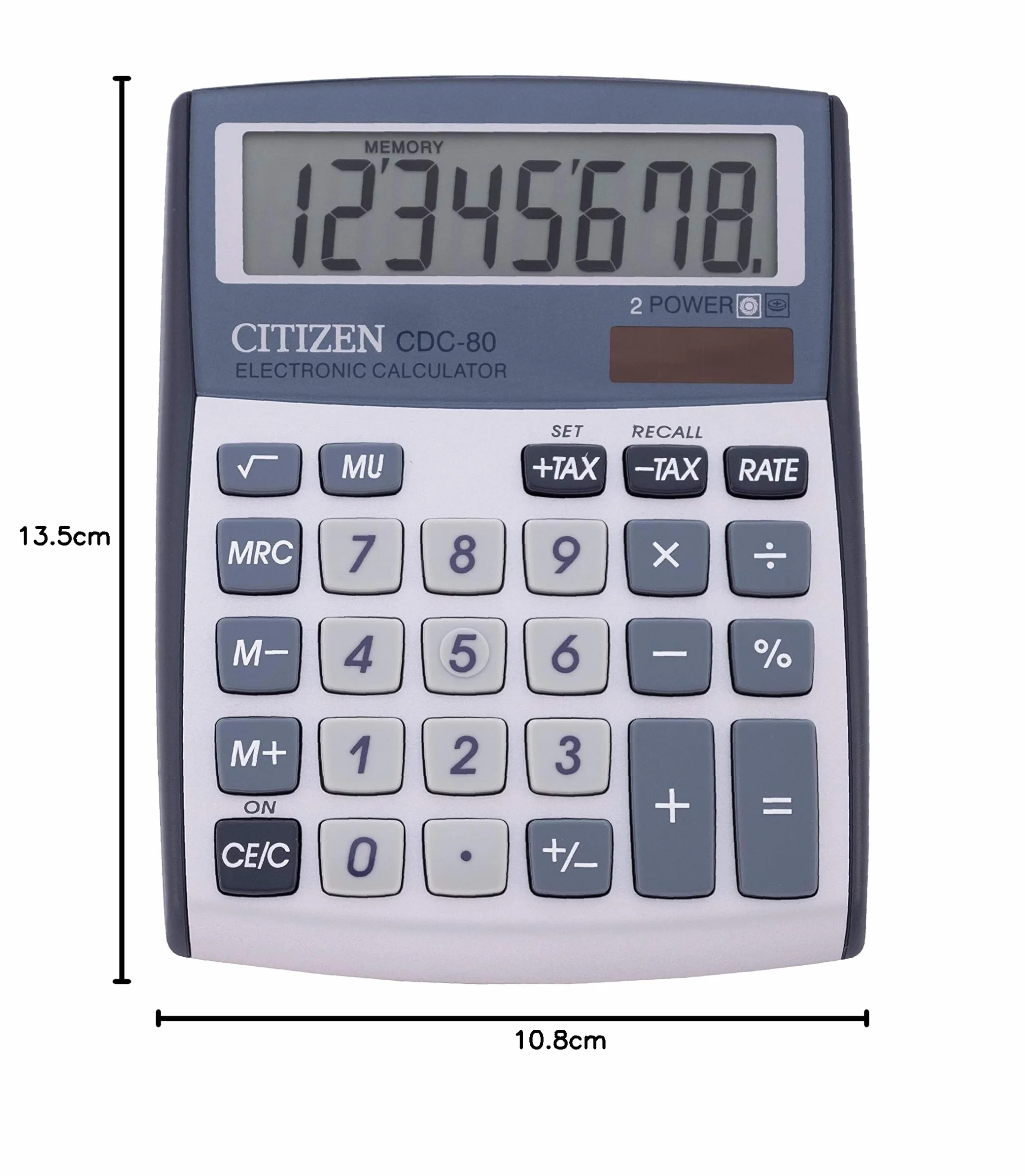 Citizen CDC-80 kalkulator biurkowy biały, CDC 80WB, srebrny