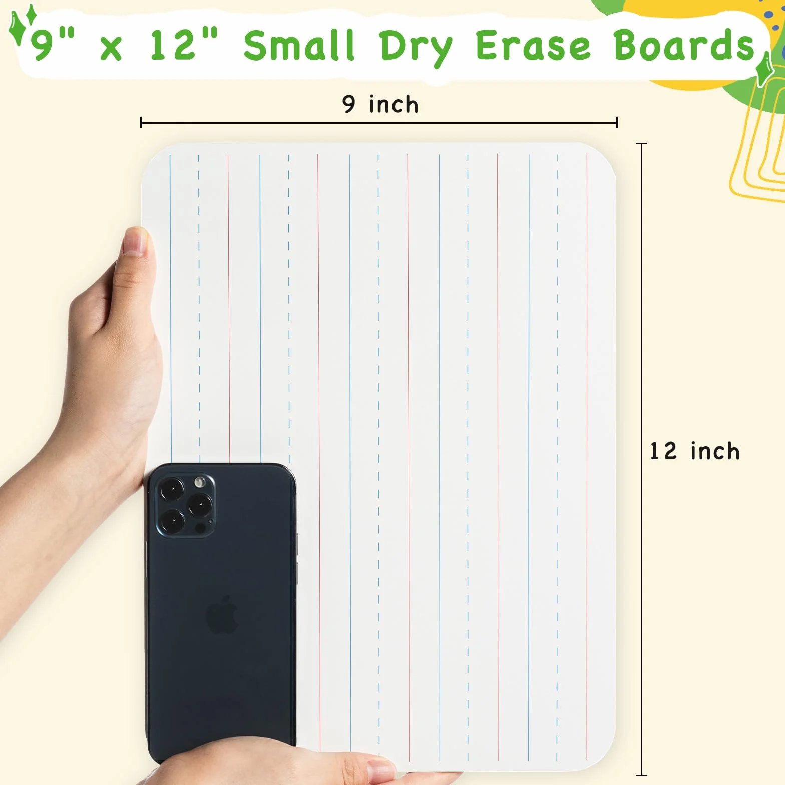 Double Sided Dry Erase Deski - Lined/Plain, Ohuhu 30-pak 20 x 30 cm, małe białe deski, w lined white boards for students, classroom, back to school Supplies