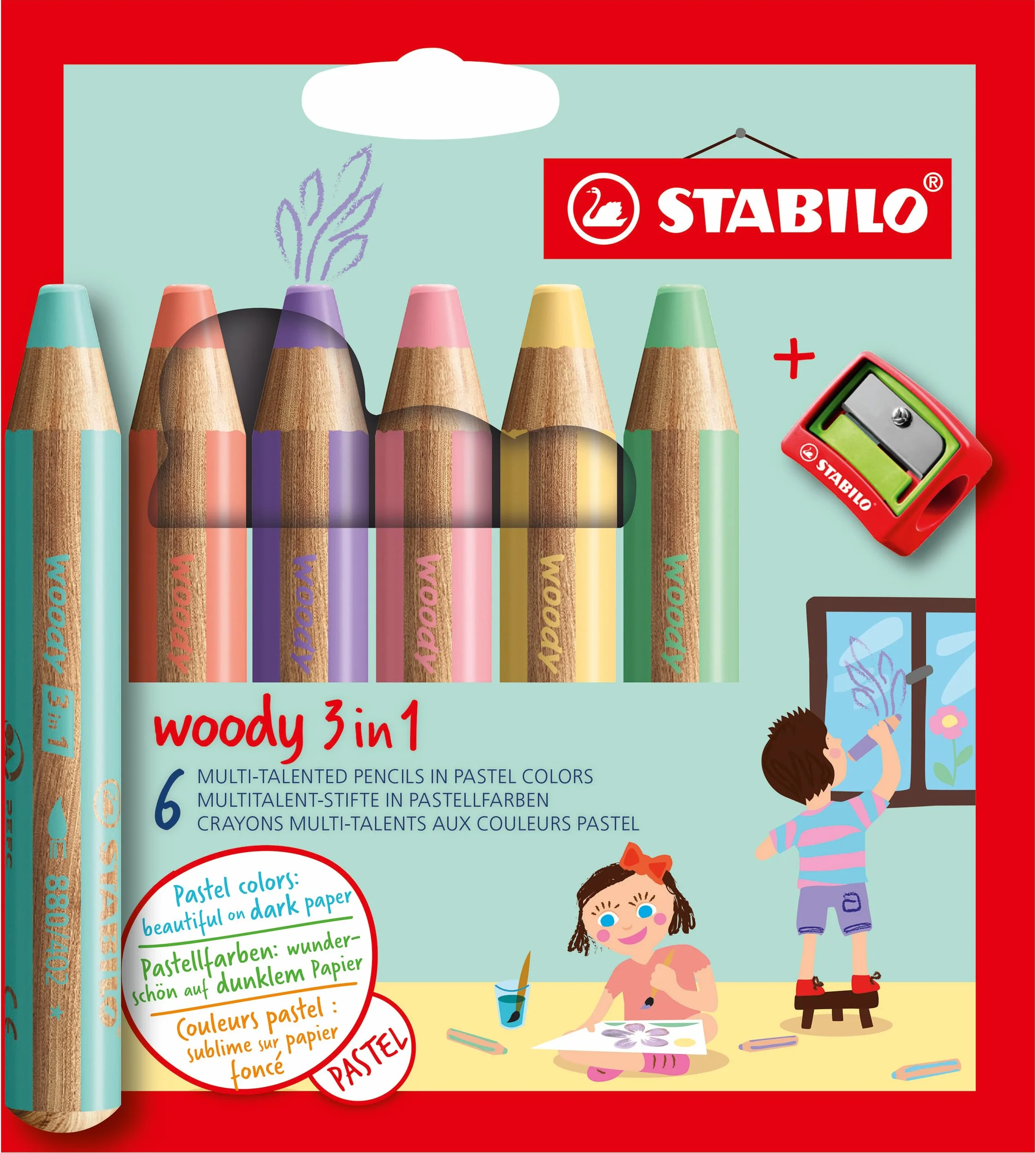 Stabilo Woody 3 In 1 Kredki Ołówkowe Wielokolorowy 6 sztuk