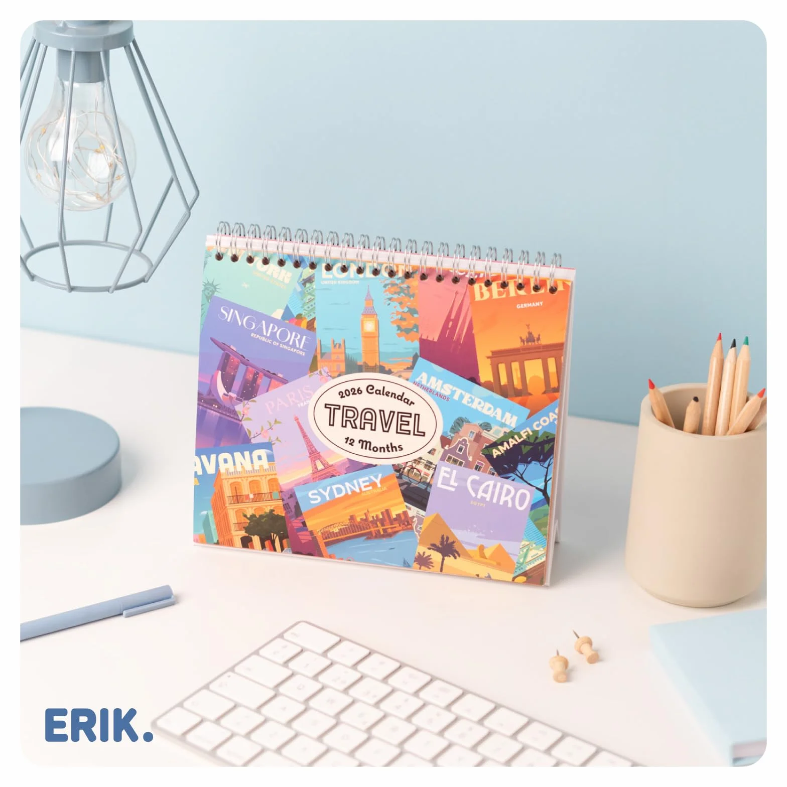 Grupo Erik Desk Calendar 2026 - Travel Calendar 2026 Month To View | Monthly Desk Planner, Desktop Gifts Under 10 Pounds | Travel Gifts For Friends