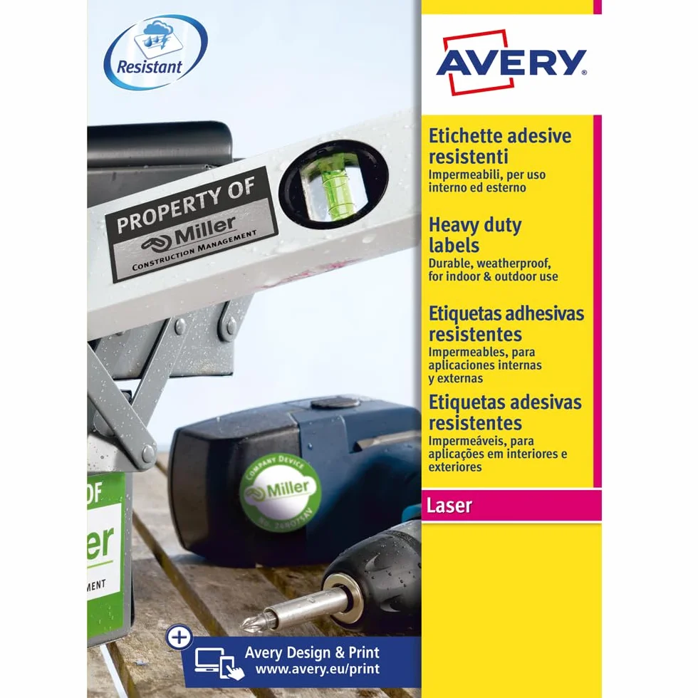 Avery L6009-20 etykiety samoprzylepne srebrne 48 na arkusz A4 45,7 x 21,2