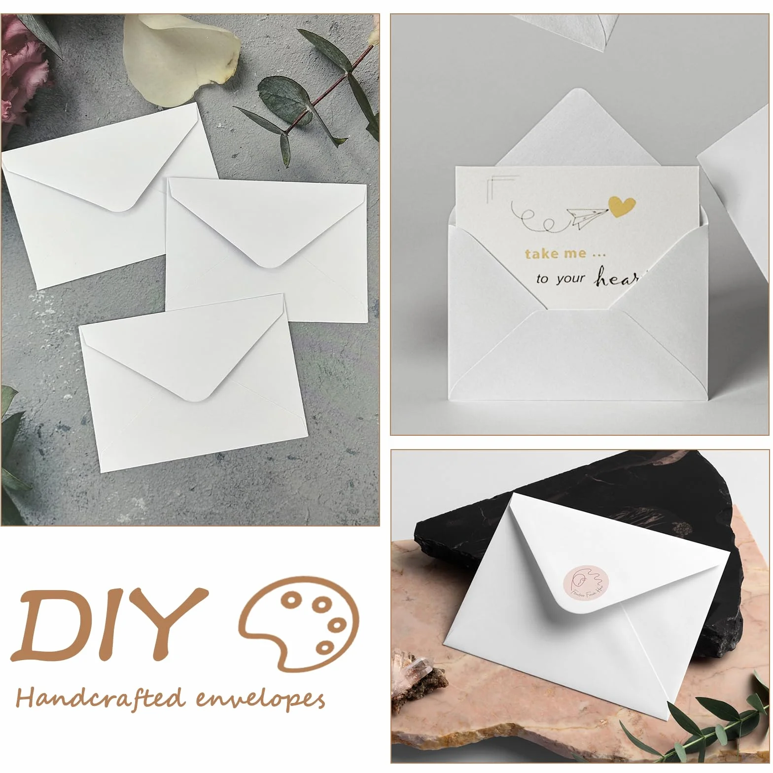 100 sztuk Białych Kopert z papieru Kraft 13x18 - Koperty B6, Biały papier kraft 120g/m², z klejeniem na mokro, na listy, kartki okolicznościowe, zaproszenia, kartki urodzinowe itp.