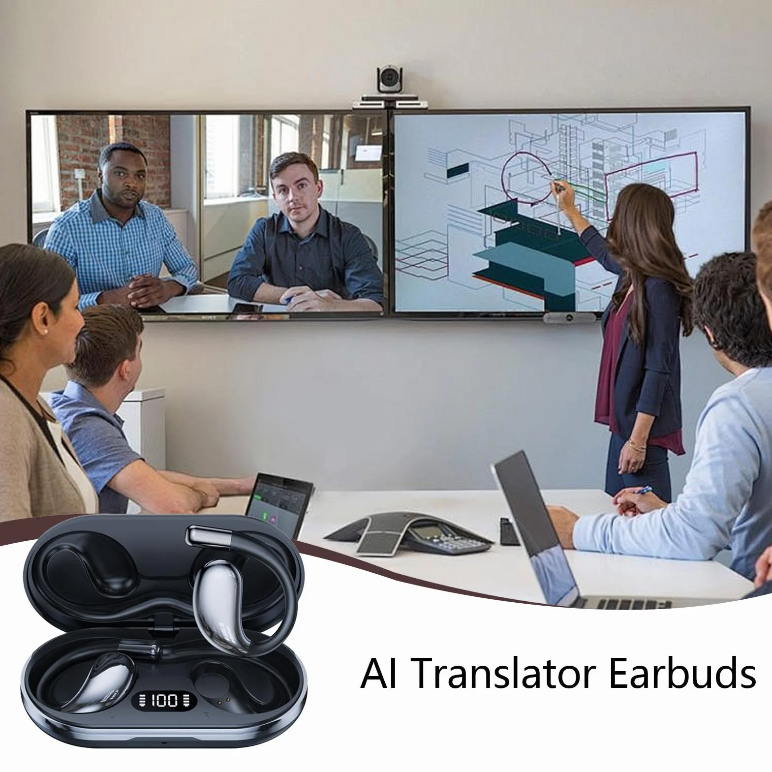 Travel Translator Earbuds | Ai Translator Earbuds | Translation Earbuds | Hifi Sound Earbuds | Smart Earbuds | Ai Translator Earbuds Real-time 60h Long Life And Hifi Sound For Travel Learning