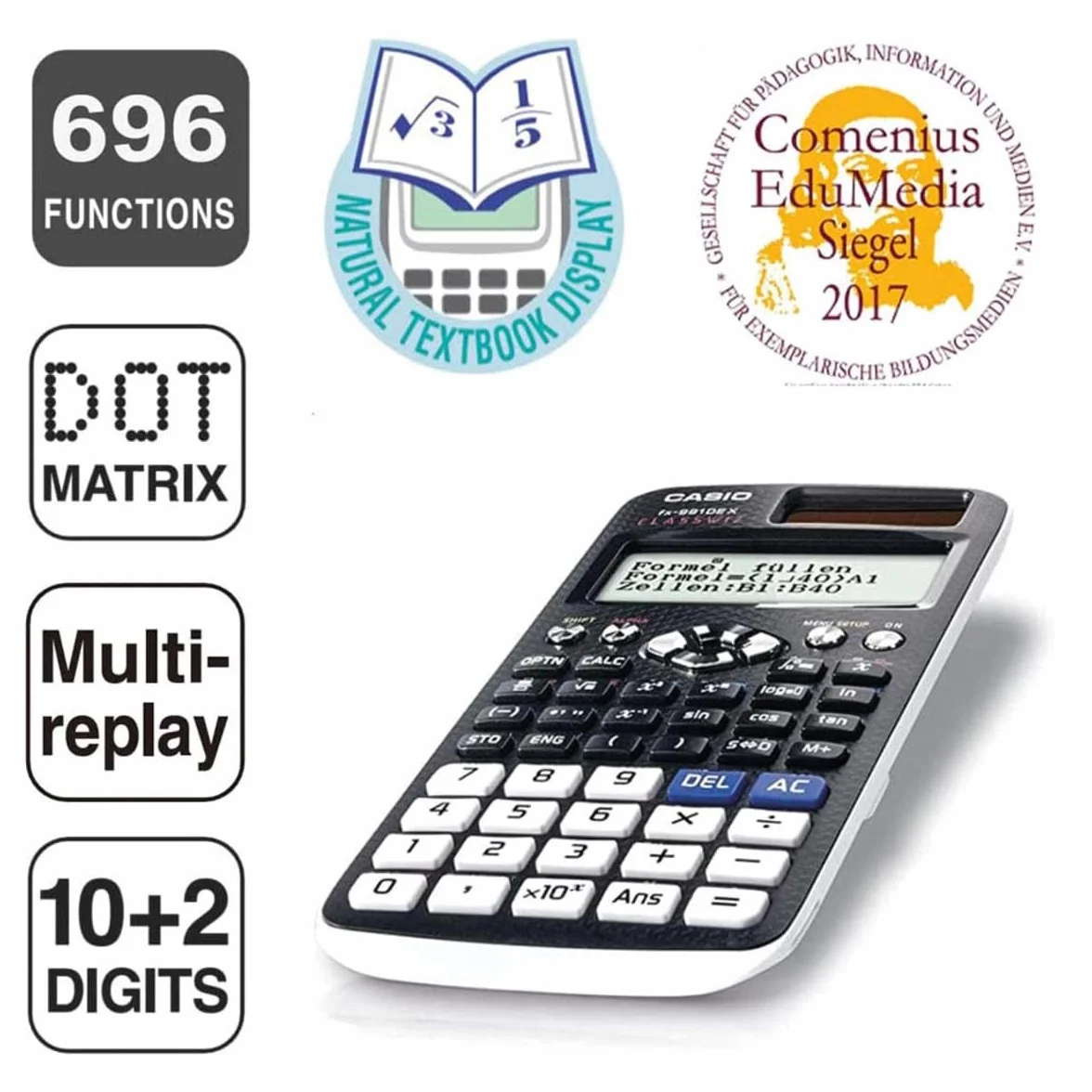 Casio Classwiz FX-991DE X Kalkulator Naukowy, Czarny, 8x21 znaków