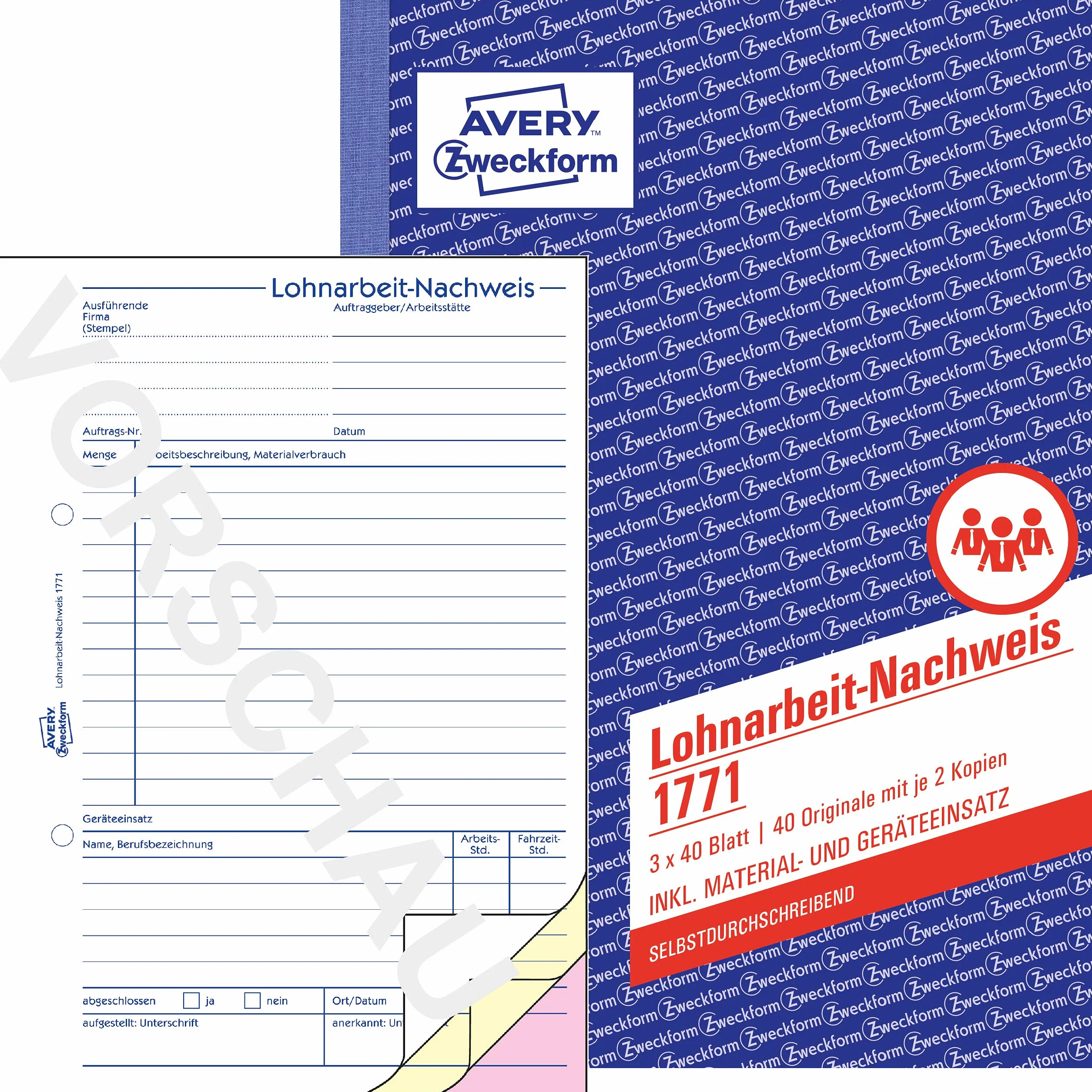 Avery Zweckform 1771-5 Dowód Pracy, Wielokolorowy, 5 Sztuk