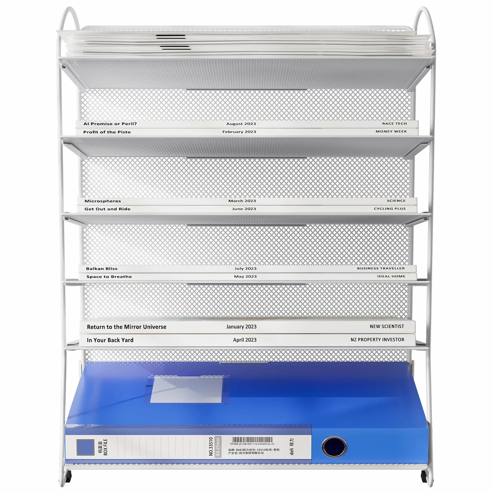 EasyPAG Organizer na Biurko A4 6 Przedziały Metal Siatka,Taca na Czasopisma,Stojak na Dokumenty,Półka na Listy do Domu & Biura,Srebrny