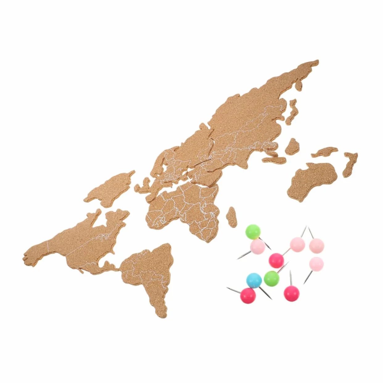 GARVALON 1 Zestaw Korkowa Mapa Samoprzylepna Mapa Korkowa Mapa Świata Tablica Korkowa Do Podróży Dekoracja Podróży Samoprzylepna Mapa Podróży Sztuka Mapa Świata Dekoracja Ścienna Drewniana