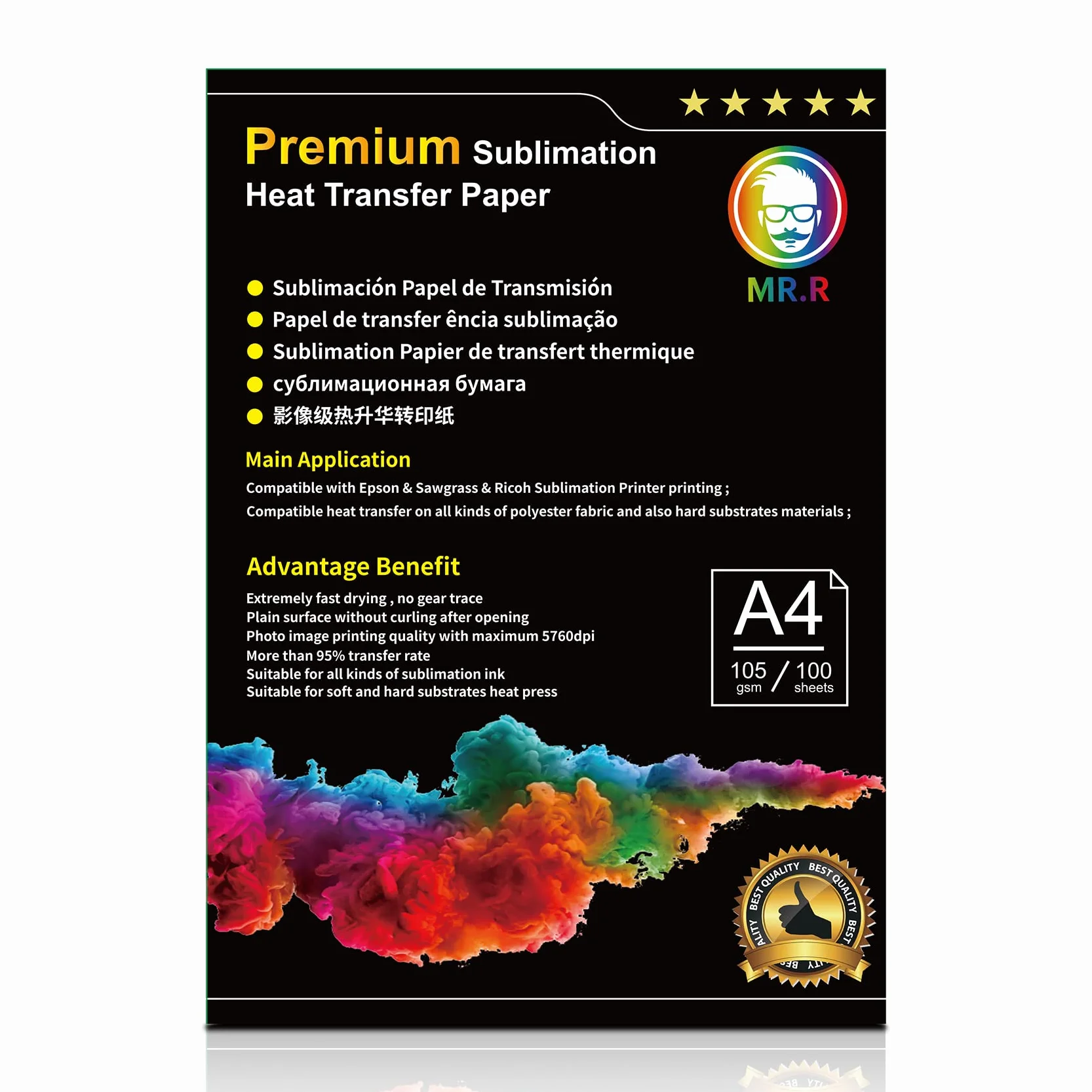 Papier termotransferowy sublimacyjny MR.R 105gsm A4 100 arkuszy