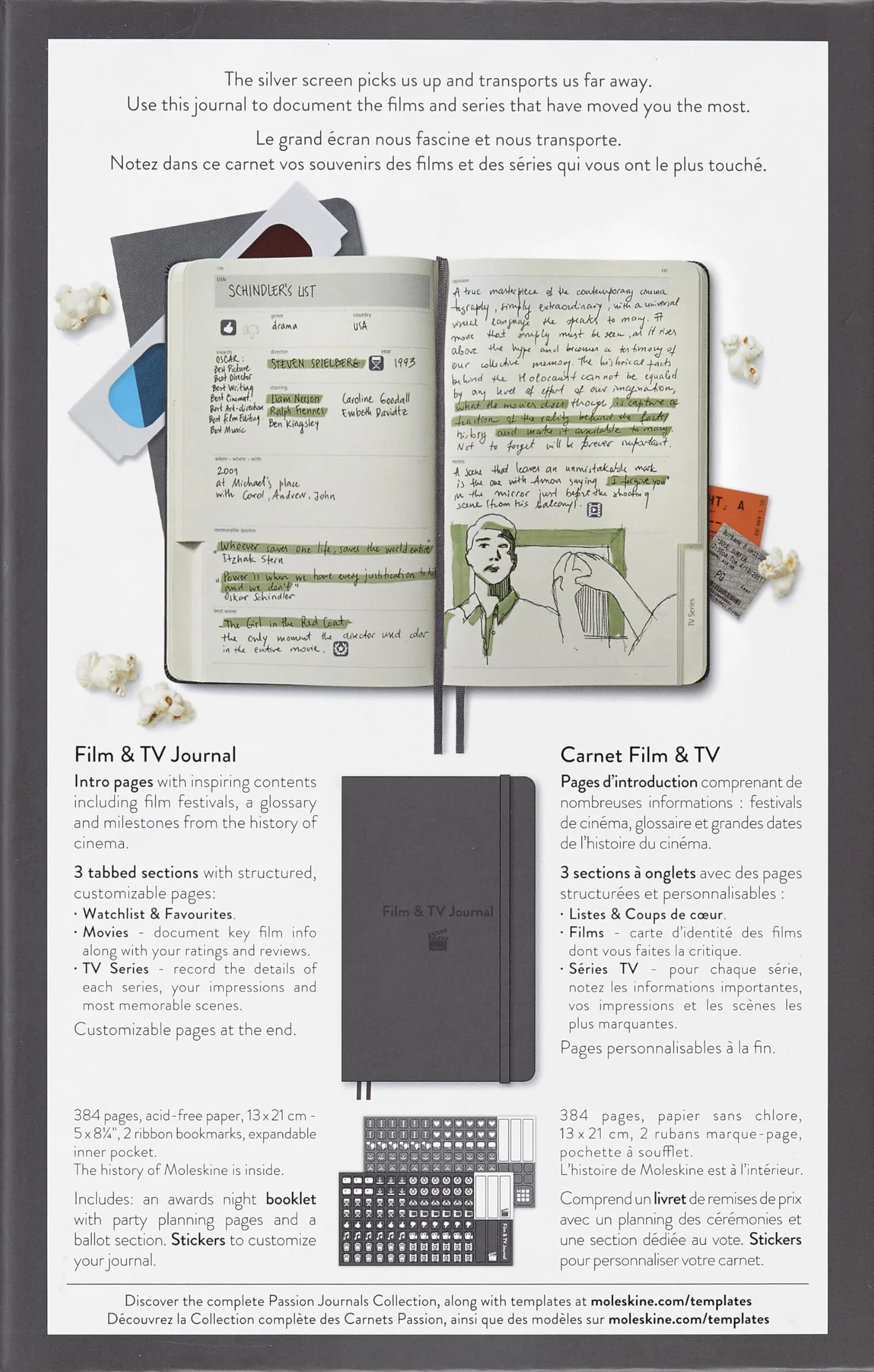 Moleskine Passion Journal - Film & TV, Large/A5, Fester Einband, Dunkelgrau