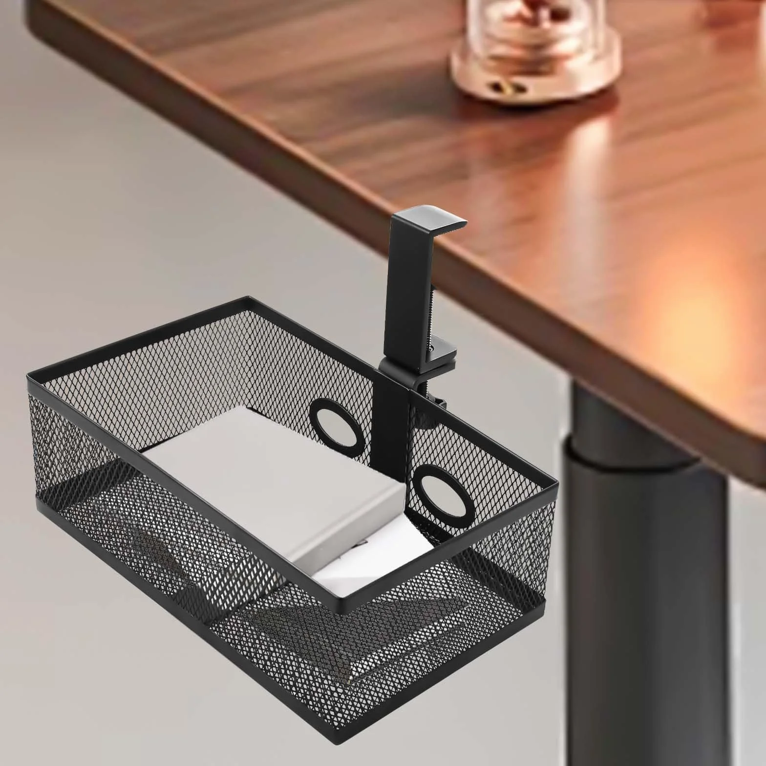 Szuflada pod biurko organizer 360° z 2 otworami na przewody czarny