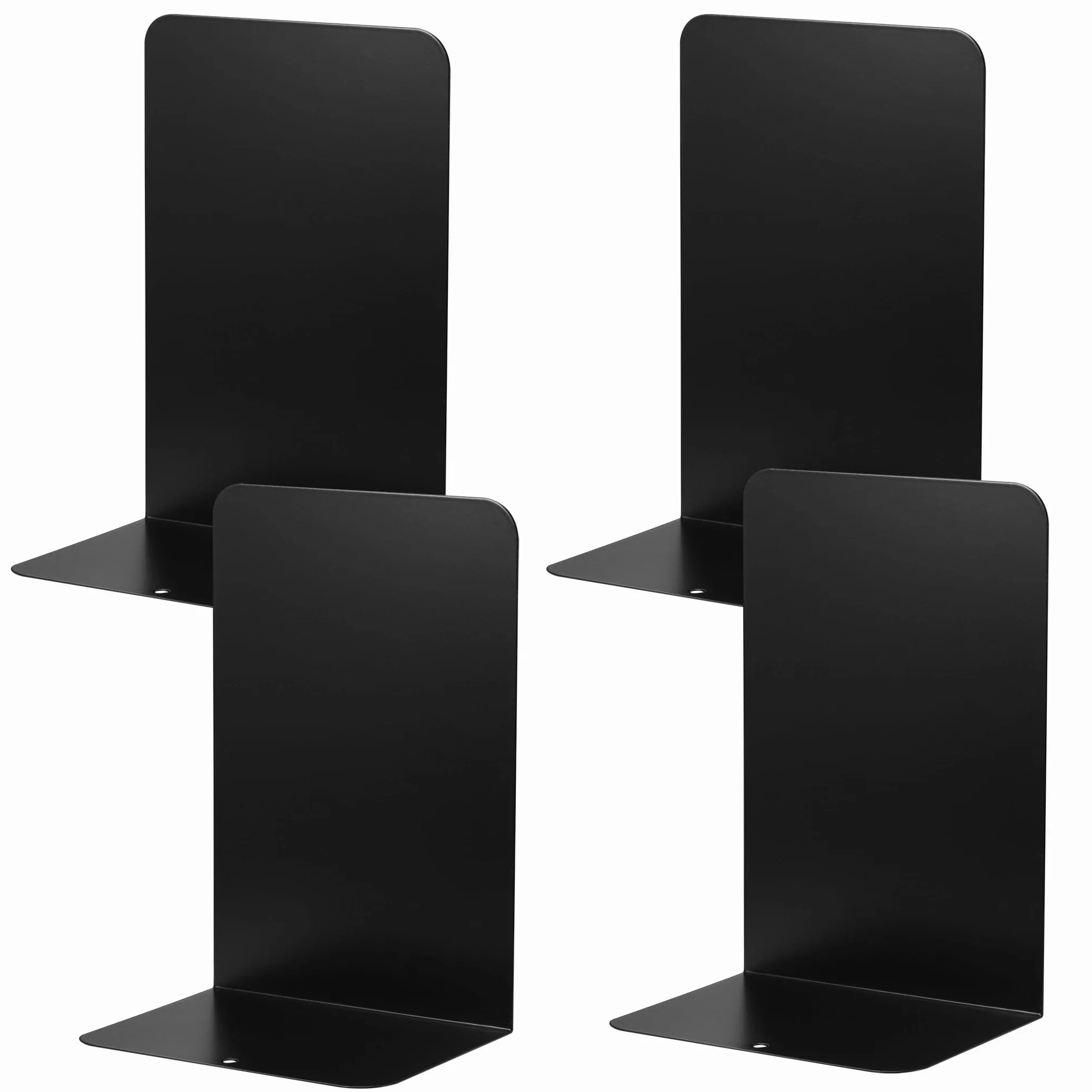 JIANTA 2 pary podpórek do książek, 4 sztuki, metalowe podpórki do książek, 20,5 x 13,5 x 10 cm, czarne, matowe, antypoślizgowe wzornictwo, do szkoły, domu, biura, biblioteki