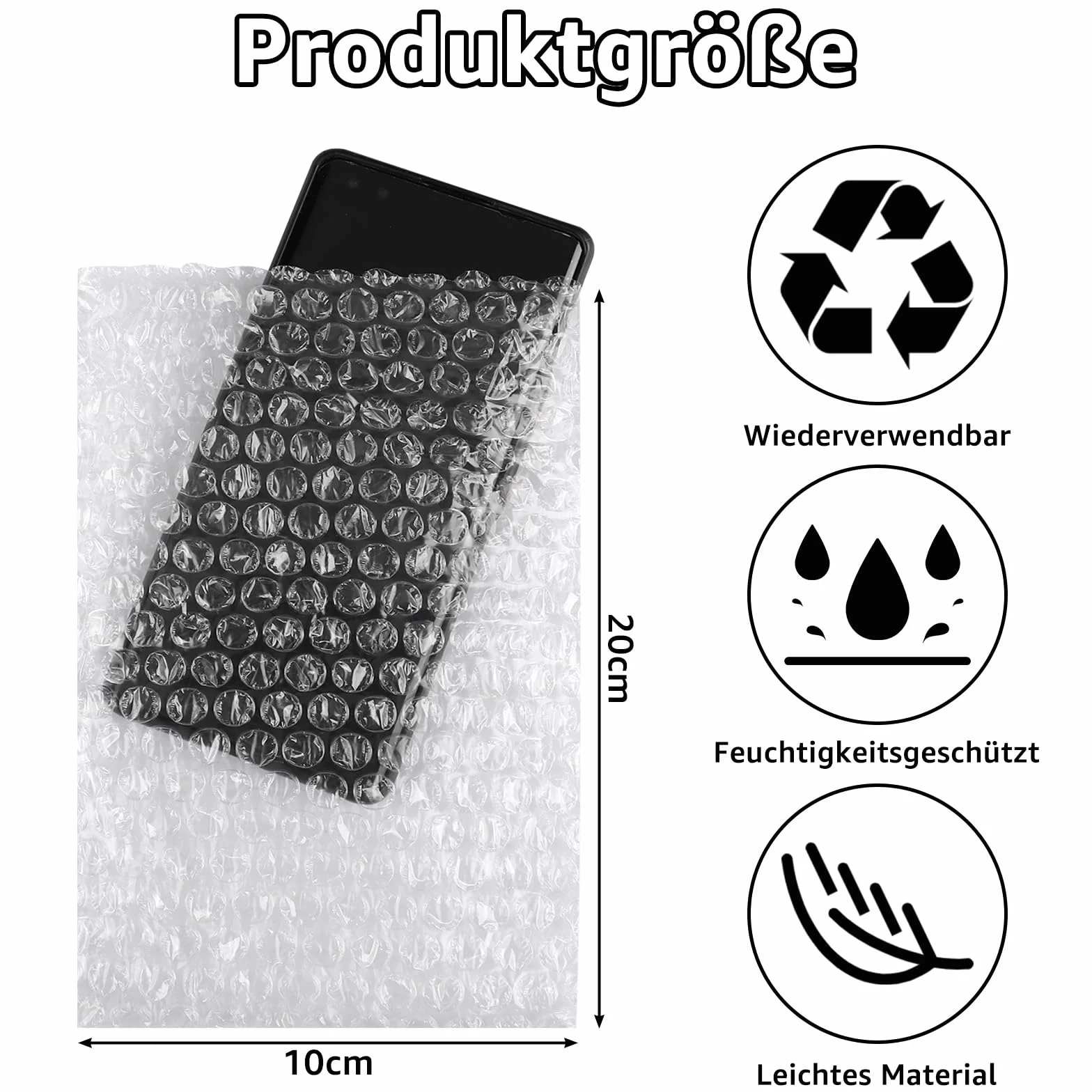 CYEER 100 sztuk przezroczystych torebek bąbelkowych folia bąbelkowa 10 x 20 cm