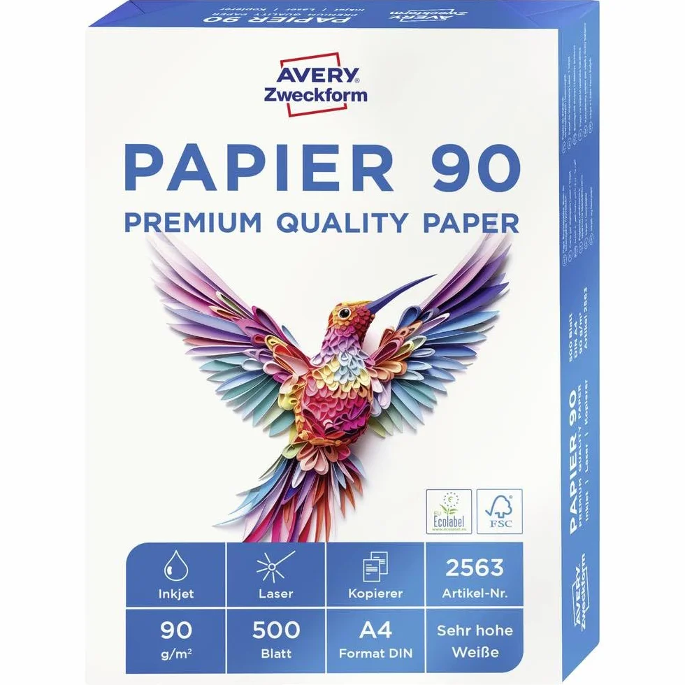 Avery Zweckform 2563 Papier do Drukarek, Biały, 500 x A4