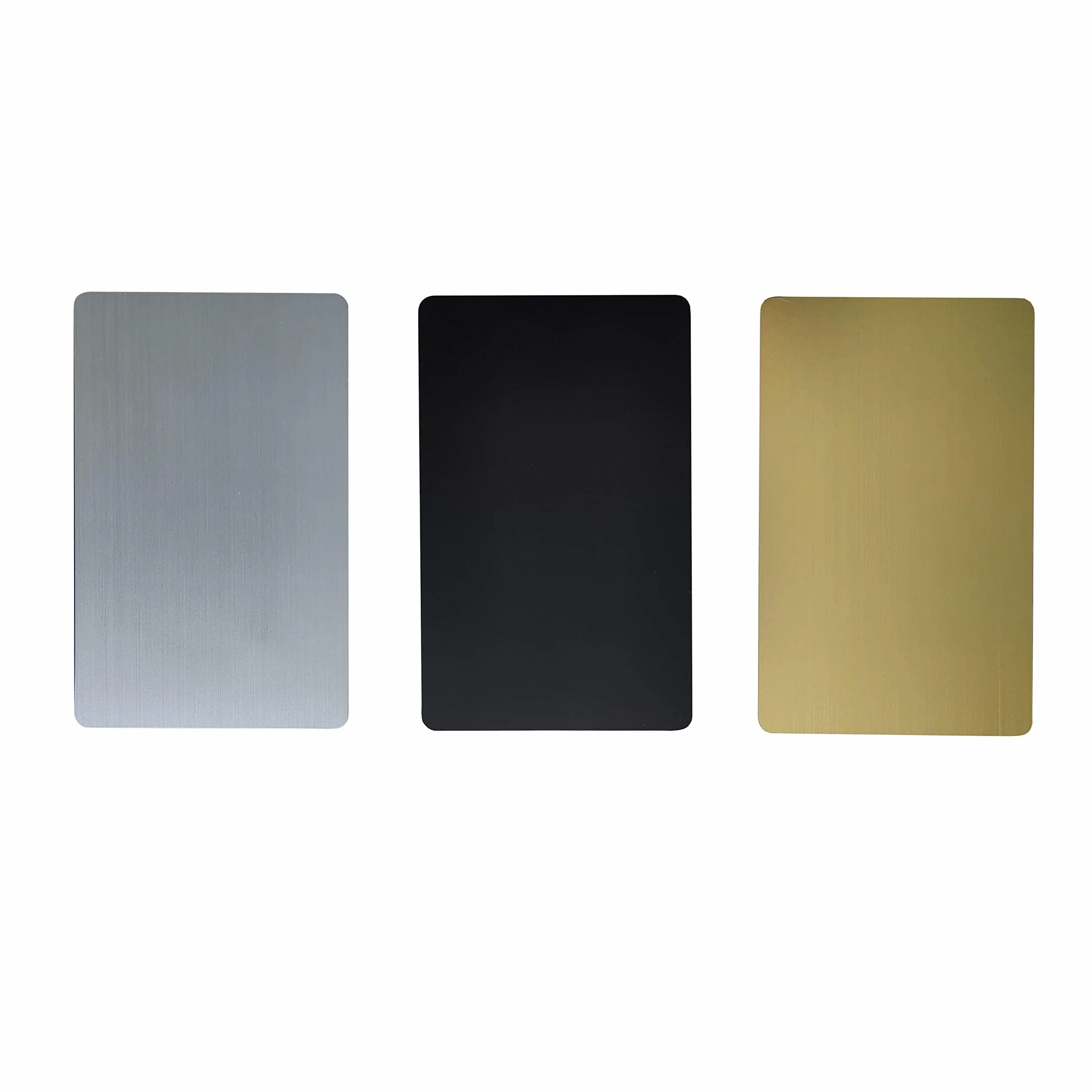 5-pak 13,56 MHz NFC puste metalowe wizytówki z PCW z 215 chipem i 504-bajtową pamięcią, laserowe dostosowywanie po stronie metalowej (szczotkowane srebro)