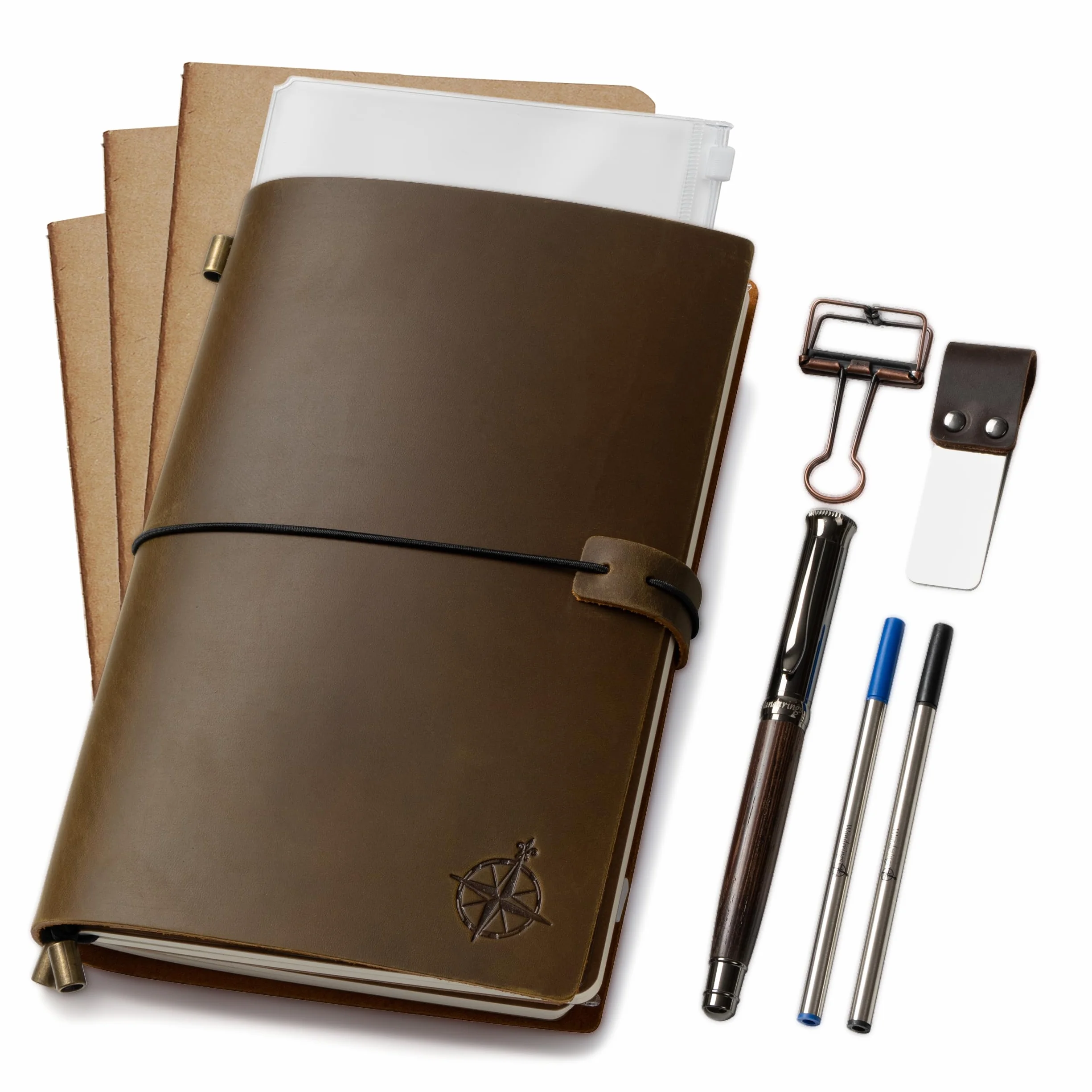 Skórzany Notes A5 Travelers Notebook 22x15 cm – Wymienny Dziennik Podróżny z Uchwytem na Długopis