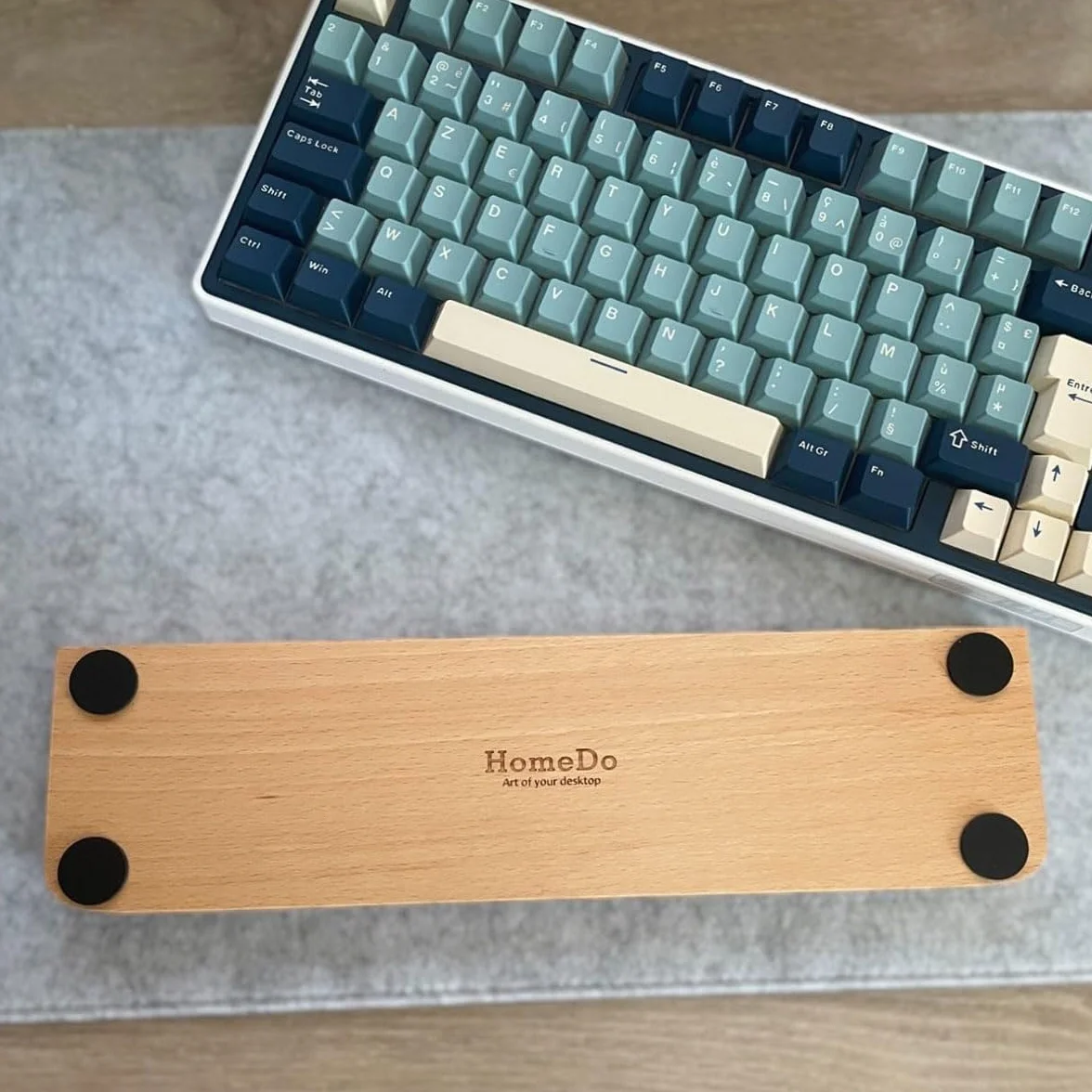 Podpórka pod nadgarstki drewniana do mechanicznej klawiatury ergonomiczna podkładka do pisania i grania buk 30 x 8 cm