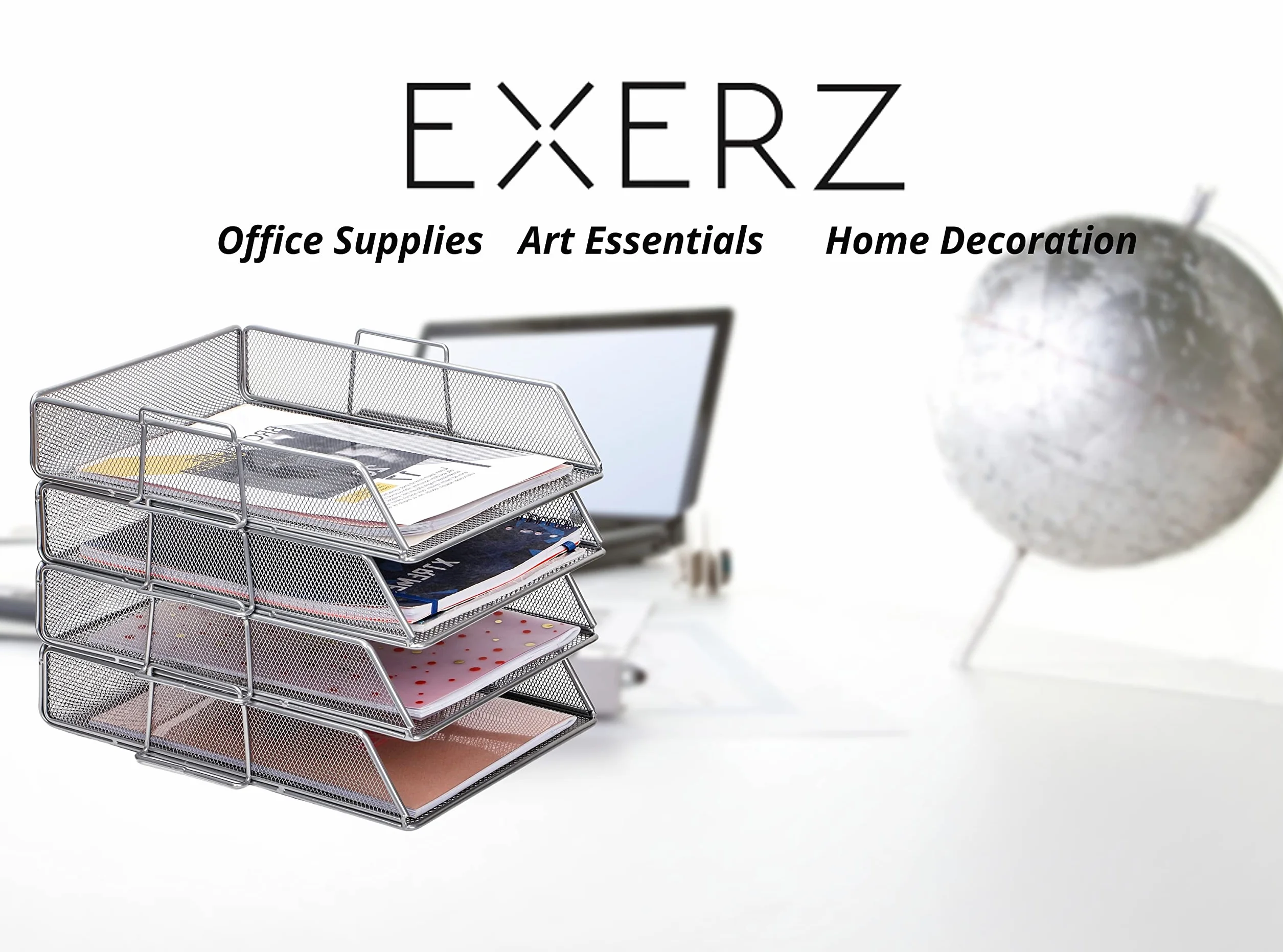 EXERZ Sorter papieru organizer na biurko siatka druciana 4 szt.