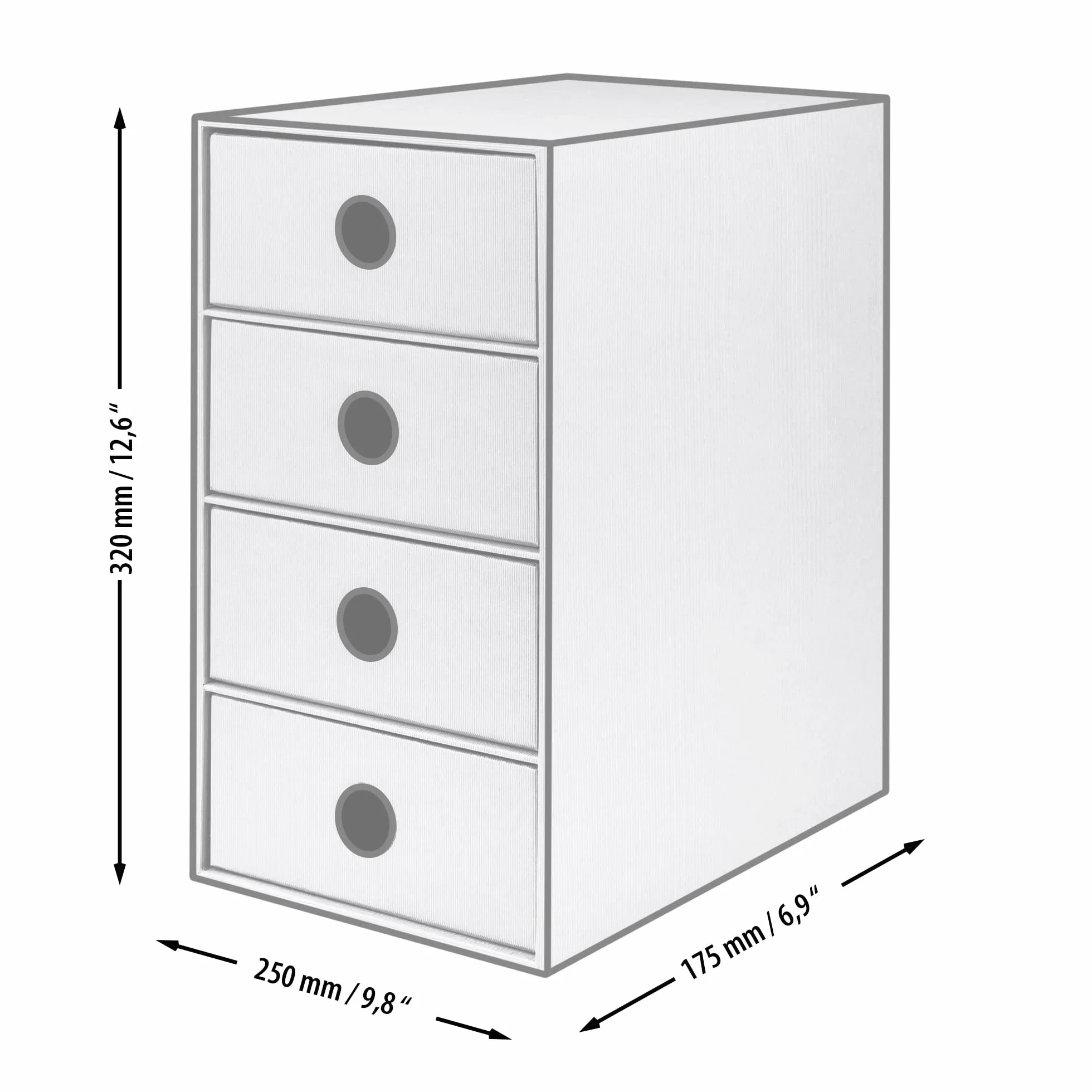 Rössler Papier 1524452094 - S.O.H.O. 4-szufladowe pudełko na DIN A5, z otworem na uchwyt, edycja specjalna biała, 250 x 175 x 320 mm, 1 szt.