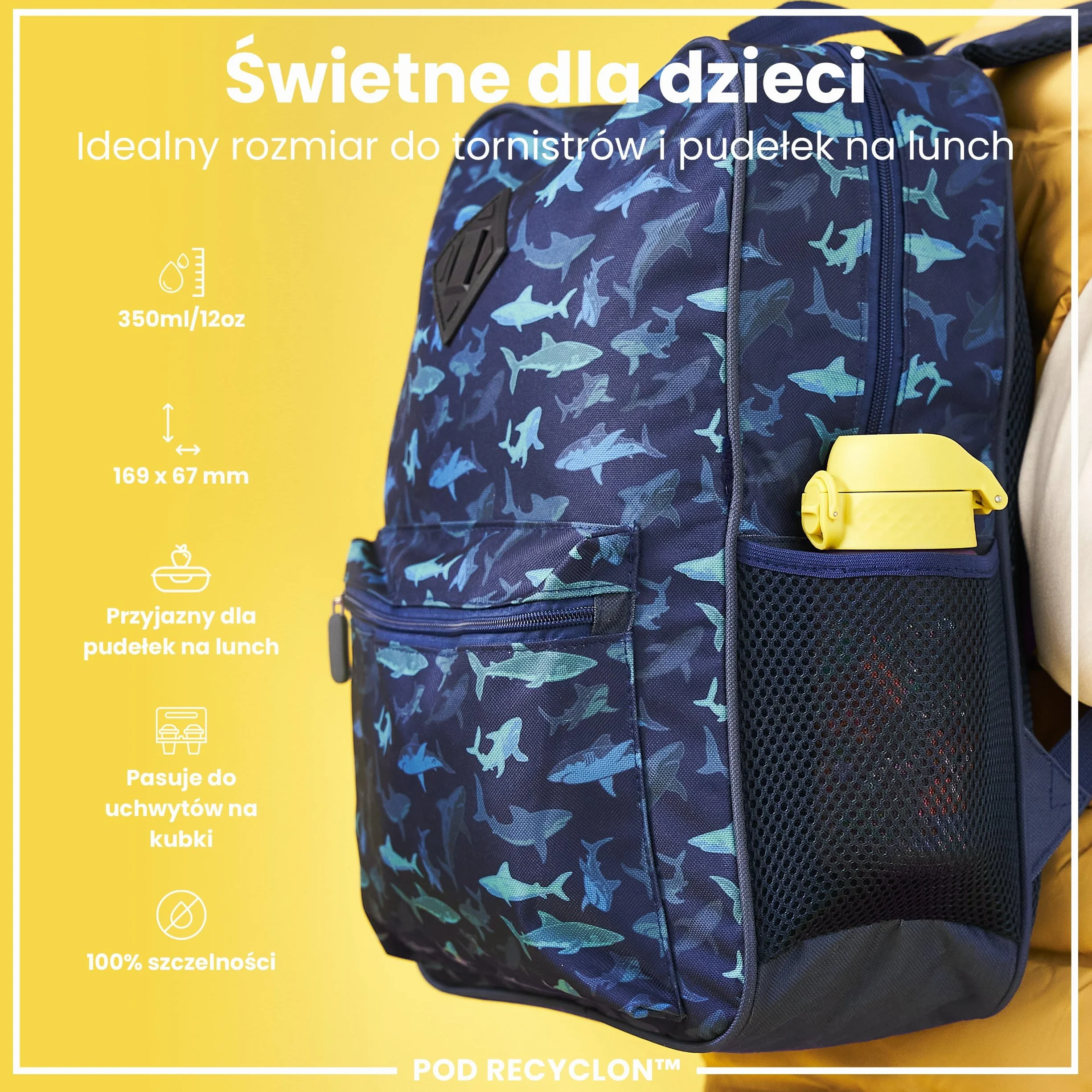 ION8 Butelka dla Dzieci, 350 ml/12 oz, Szczelna, Łatwa do Otwarcia, Bezpieczny Zamek, Można Myć w Zmywarce, Bez BPA, Uchwyt do Przenoszenia, Łatwa do Czyszczenia, Bezwonny, Lwiątka