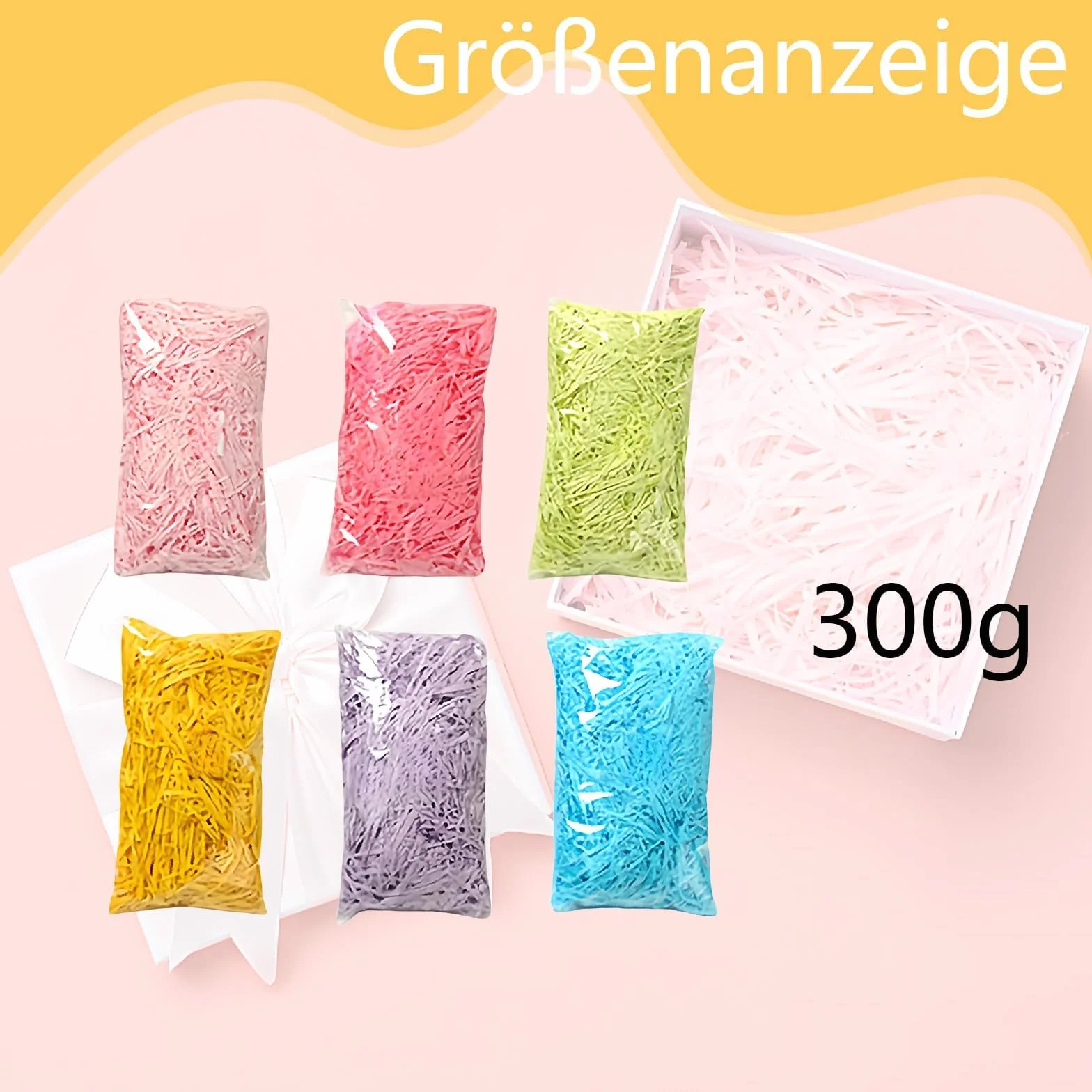 300 g wypełnienia, pudełko prezentowe, 6 kolorów, materiał wypełniający, papier rozdrobniony do pudełek prezentowych, koszy prezentowych, wielkanocnych prezentów