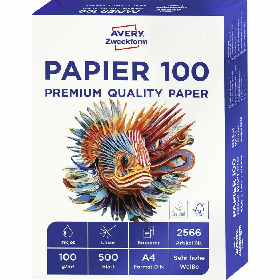 Avery Zweckform 2566 Papier do Drukarki, Biały, A4 / 500 arkuszy