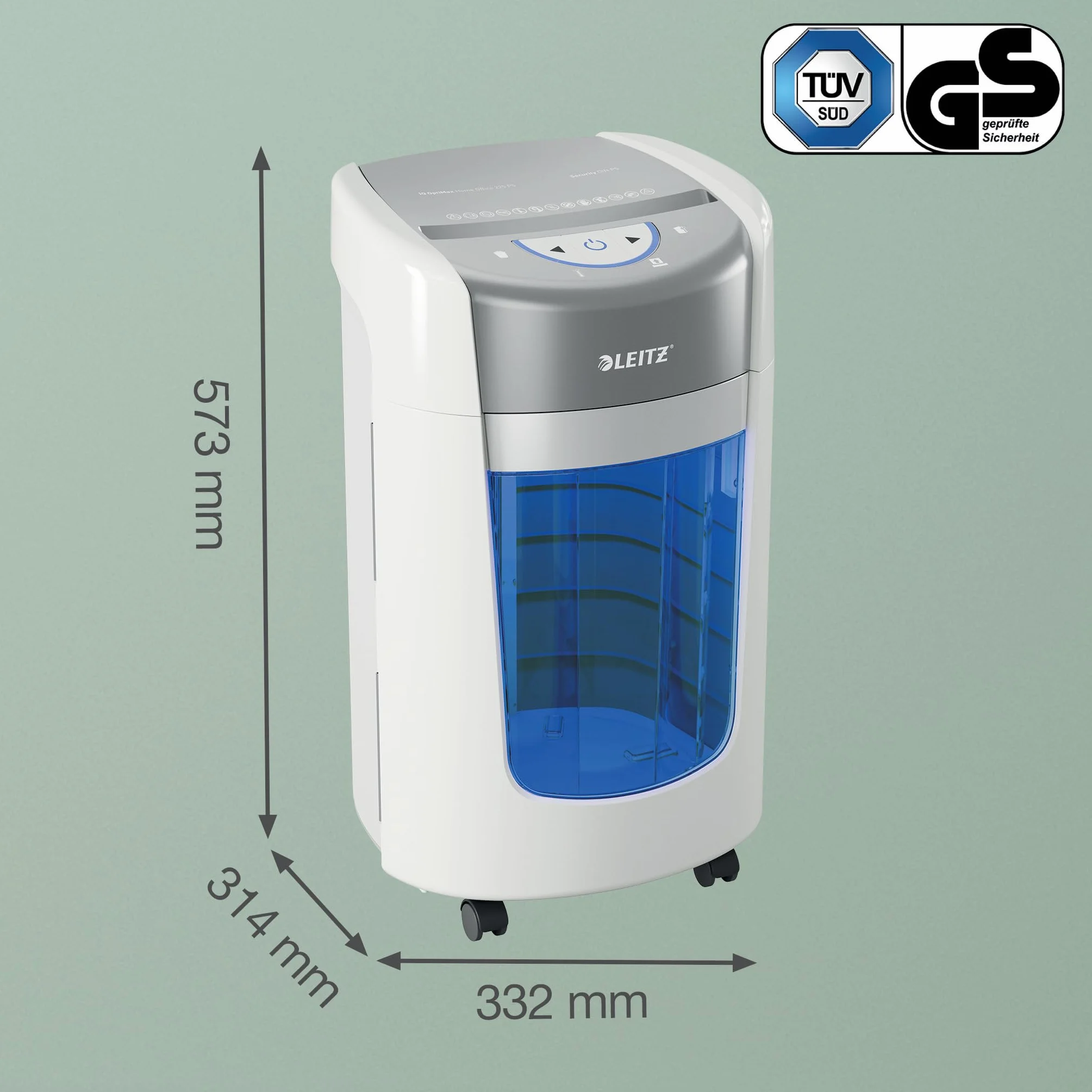 Leitz IQ OptiMax Small Office 225 niszczarka mikrocięcie, pojemnik 15 L (225 arkuszy), niszczy 8–9 kartek (70–80 g/m²), czas pracy 20 min, technologia obrotowa, +45% pojemności, poziom P5