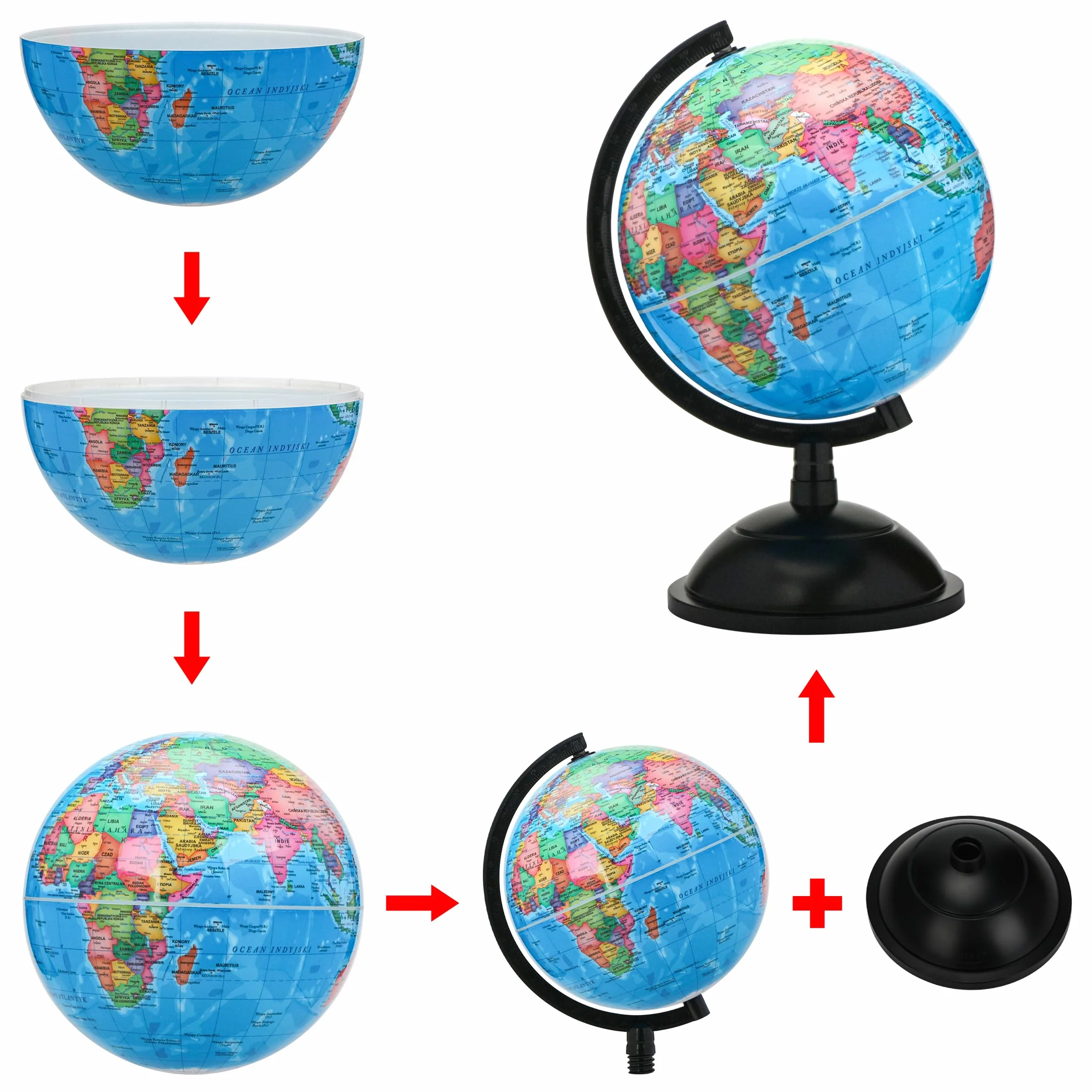 EXERZ 20cm Globus Świata - Polski - Globusy