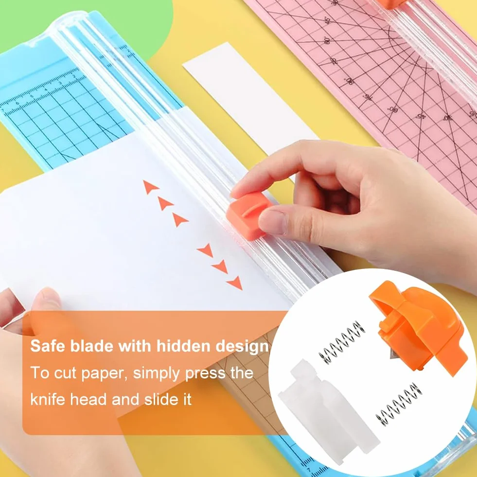 4 sztuki ostrzy do cięcia papieru z zabezpieczeniem bezpieczeństwa, ostrza tnące do papieru, ostrza do cięcia papieru Surecut Plus z konstrukcją zabezpieczającą, wysoki profil, tripletrack-Titan