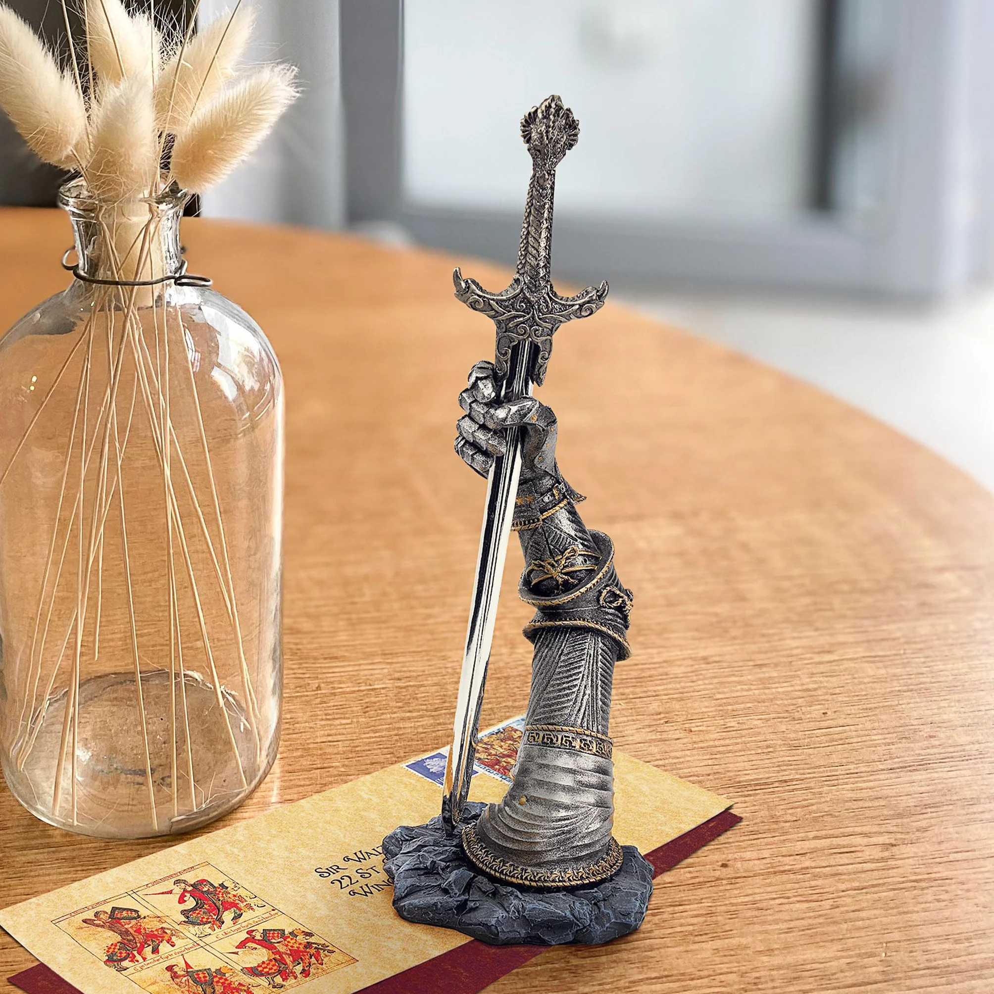 Design Toscano CL4118 King Arthur's Sword of Excalibur otwieracz do listów biurko posąg, 25,5 cm, żywica poliestrowa, wykończenie cynowe