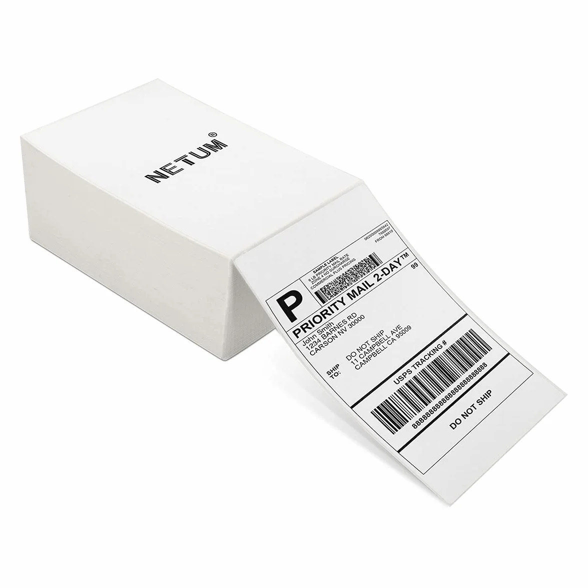 NETUM Bezpośrednie etykiety termiczne 10x15 cm wachlarzowe białe pocztowe perforowane trwały klej 500 etykiet