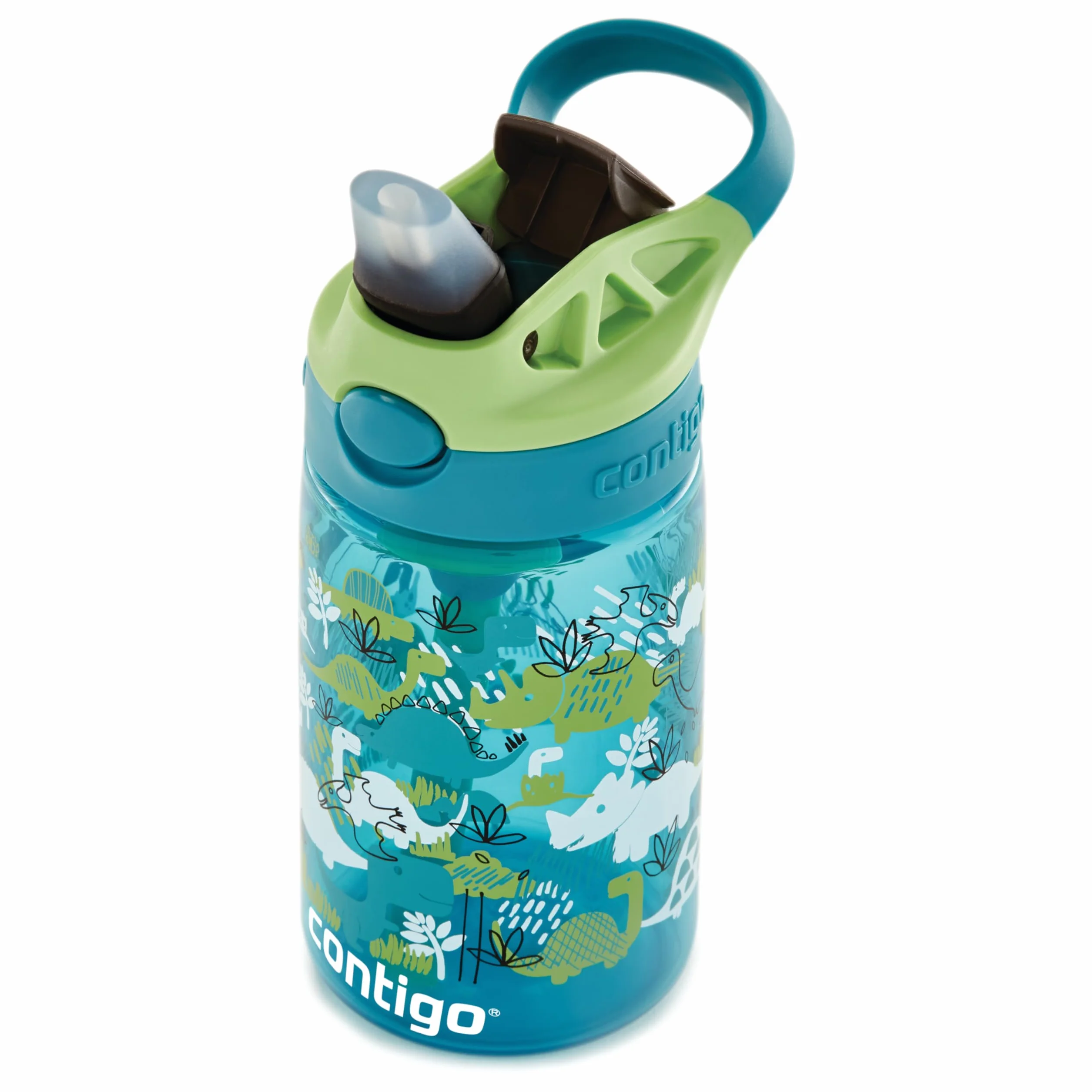 Contigo Butelka na wodę dla dzieci Easy Clean Autospout ze słomką, butelka na napoje ze stali nierdzewnej bez BPA, 100% szczelna, łatwa do czyszczenia, idealna do przedszkola, Dinoboy