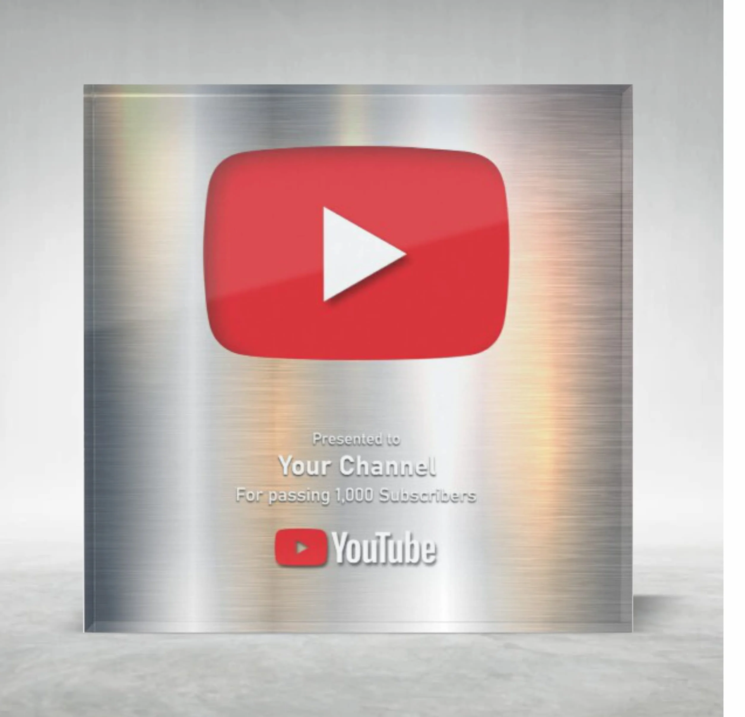 Srebrny spersonalizowany przycisk YouTube Play Button Award konfigurowalny prezent dla kanału