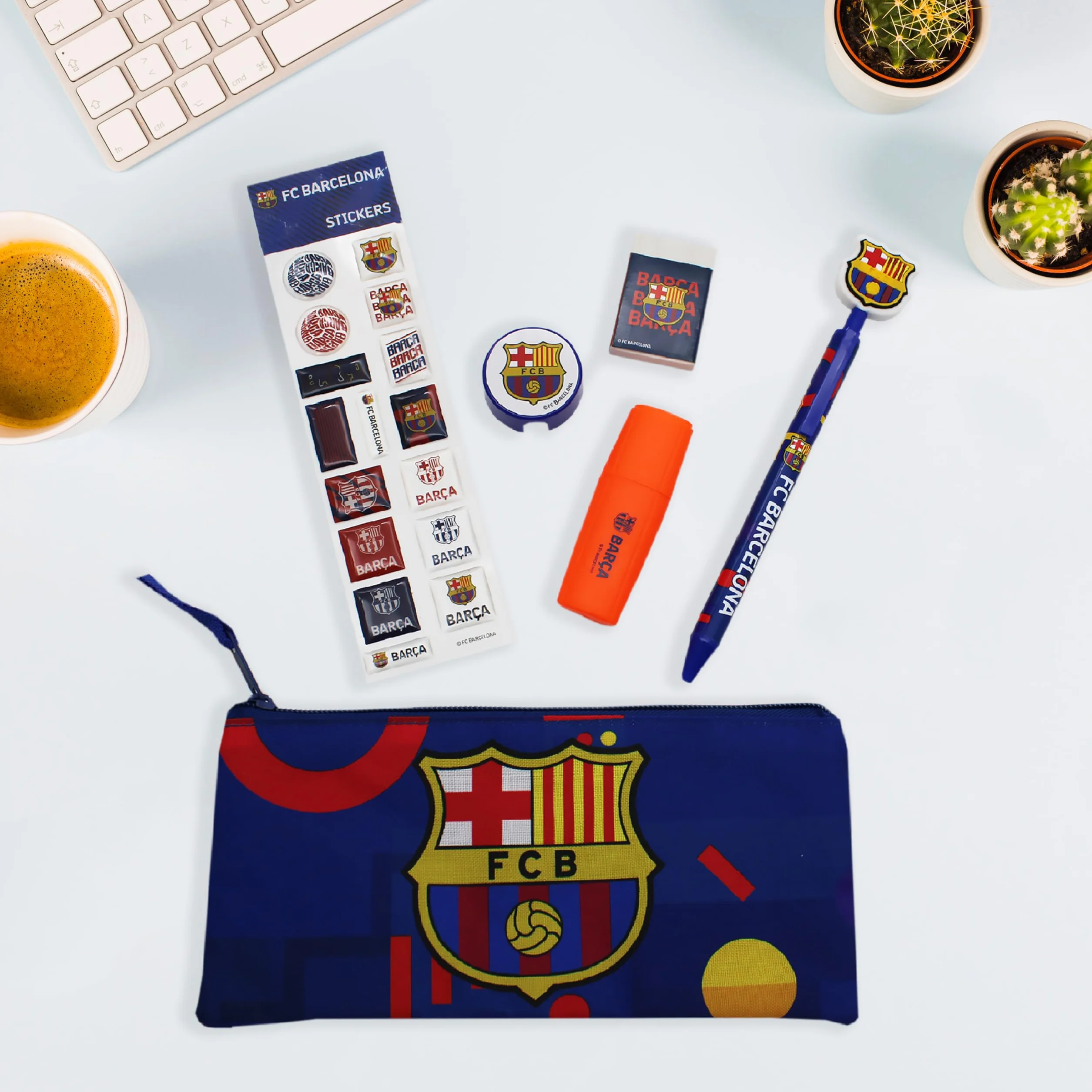 FC Barcelona zestaw papeterii przybory szkolne niebieski oficjalny produkt