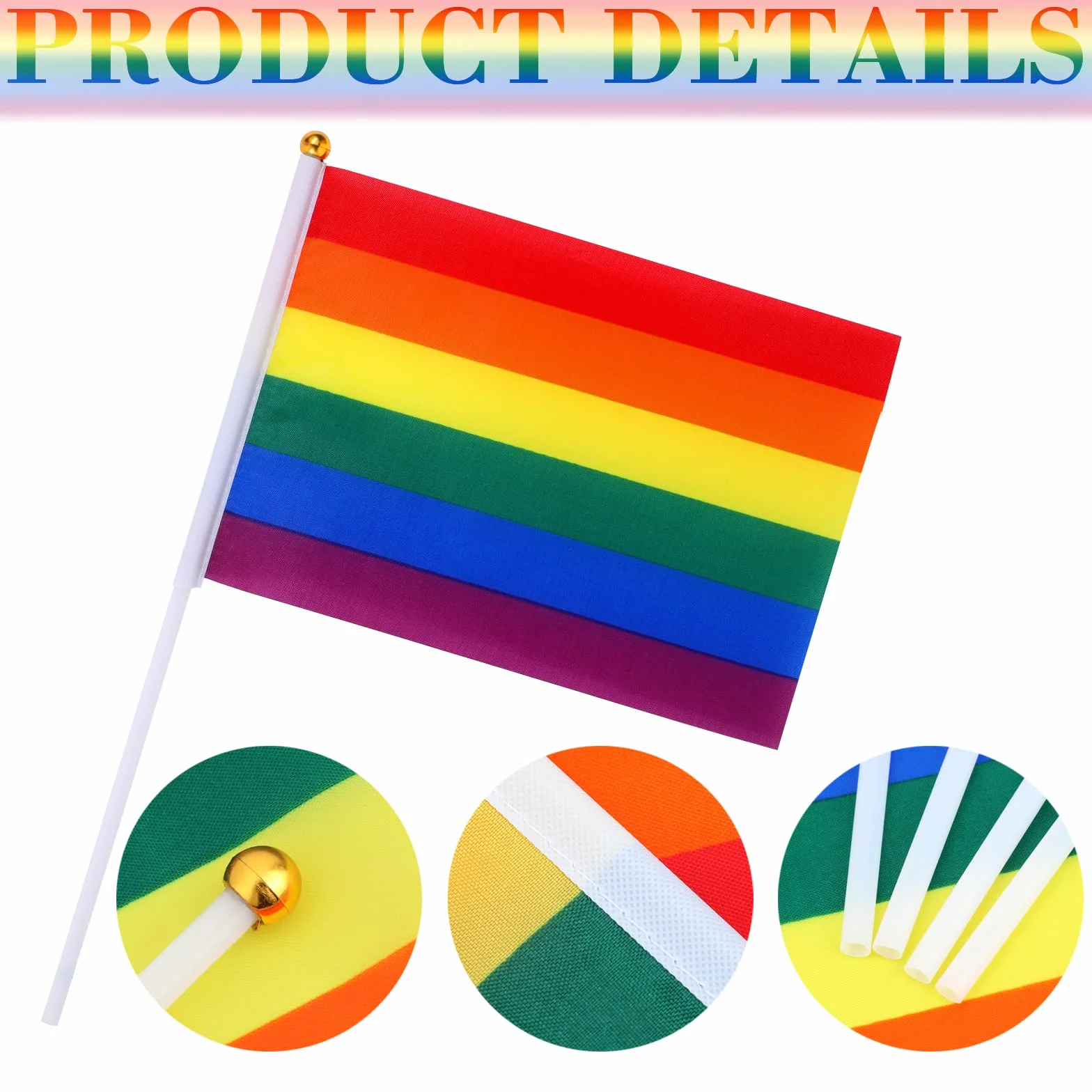MWOOT 60 sztuk tęczowych flag LGBTQ, chorągiewka tęczowa, mini flagi do LGBTQ Gay Pride Parade, mała tęczowa flaga, akcesoria Pride Month