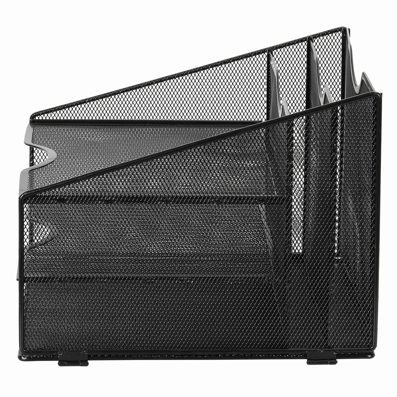 EasyPAG Organizer na Biurko A4 5 Przedziały Metal Siatka,Taca na Czasopisma,Półka na Listy,Stojak na Dokumenty do Domu & Biura,Czarny