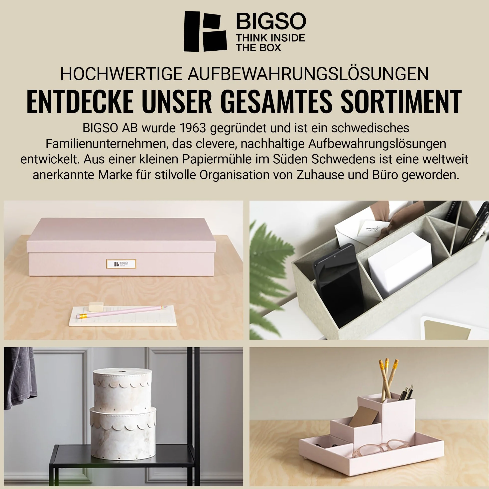 BIGSO BOX OF SWEDEN JOHAN Pudełko na dokumenty z pokrywką 8 skoroszytów płyta pilśniowa papier len