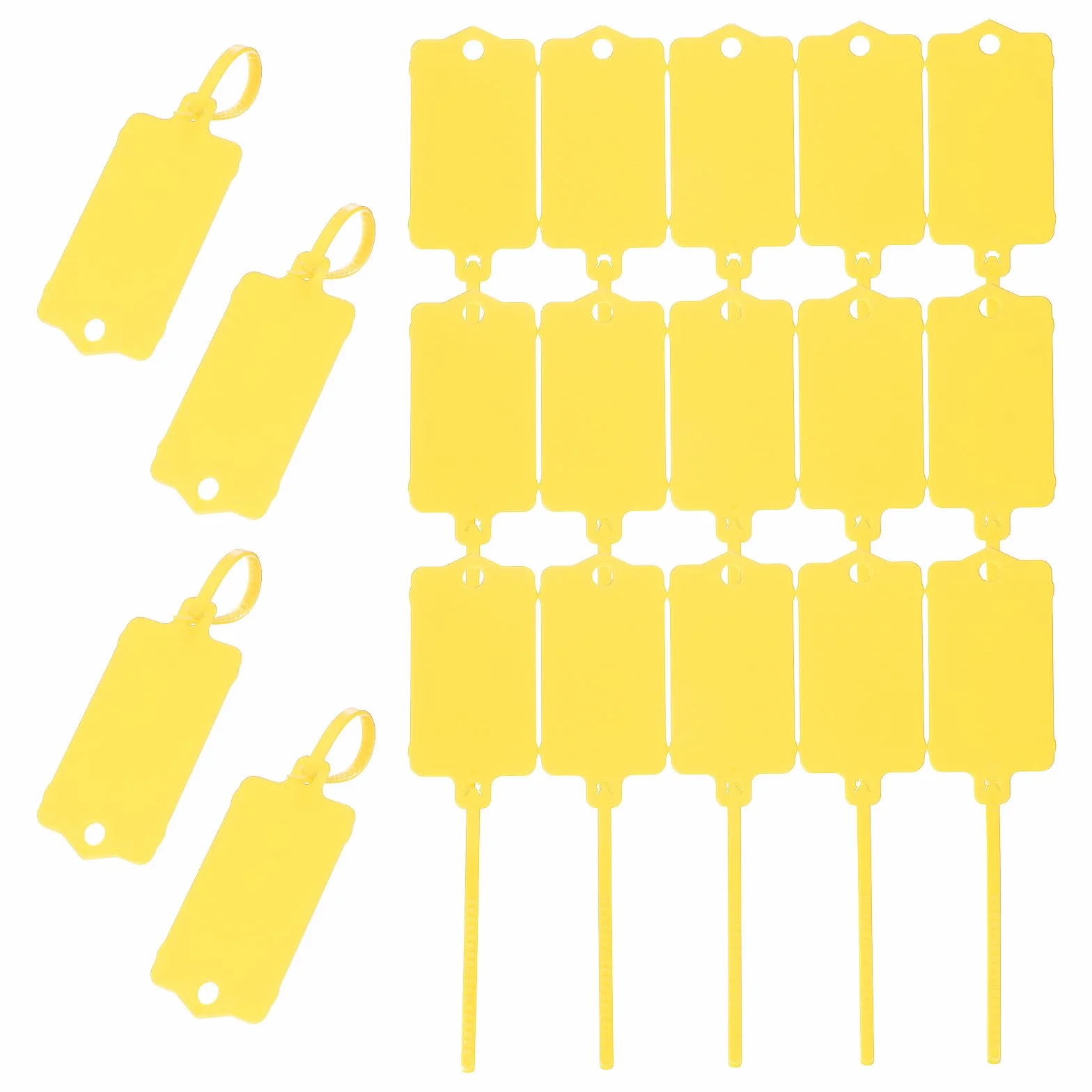 PATIKIL 100 szt. plastikowe etykiety identyfikacyjne wodoodporne 6,3 x 3,7 cm żółte