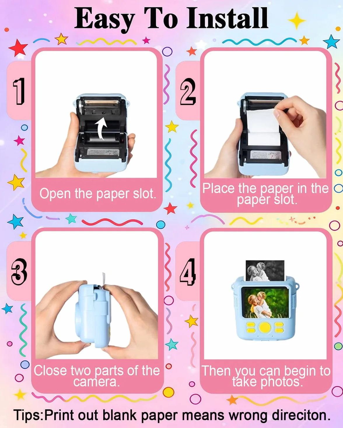 20 rolek natychmiastowego wkładu do aparatu fotograficznego, wkład papieru HD Kidizoom do aparatu fotograficznego dla większości dzieci, aparat natychmiastowy, bez BPA, 2,5 cm x 5,7 cm