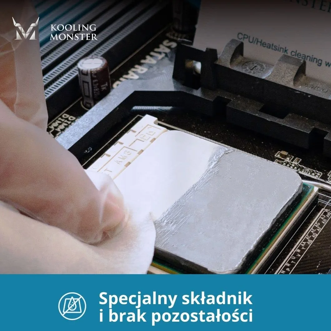 Środek do usuwania pasty termoprzewodzącej KLEAN-01, 20 ścierek do CPU/GPU/PS4/XBOX/Heatsink