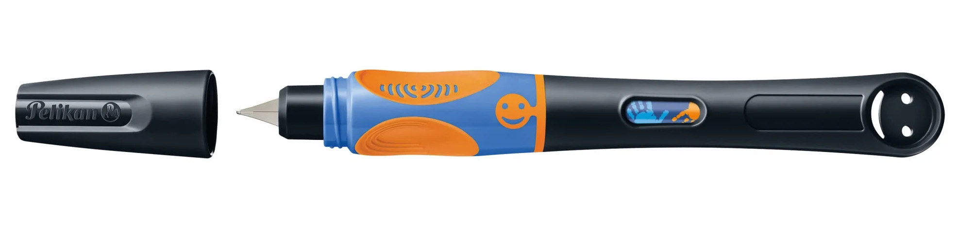 Pelikan® Pióro wieczne Griffix do nauki pisania | Średnia stlówka irydowa | Na atrament | Unikalny Design | Biuro Szkoła Studia Praca | Kaligrafia Komfortowe i Gładkie pisanie | Neon Black