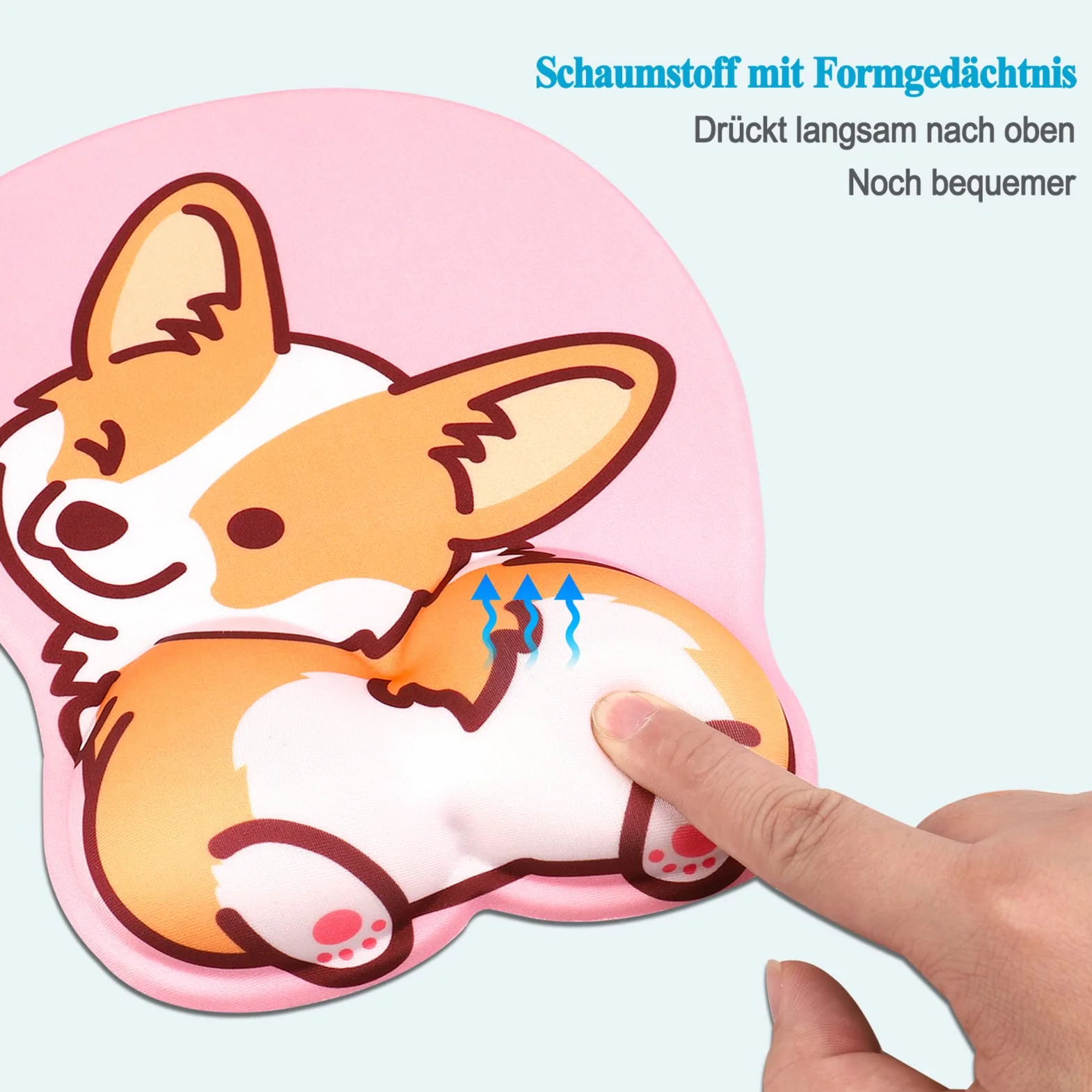 AOKSUNOVA Podkładka pod mysz 3D z poduszką żelową, ergonomiczna podkładka pod mysz z podkładką pod nadgarstek, uroczy motyw Corgi