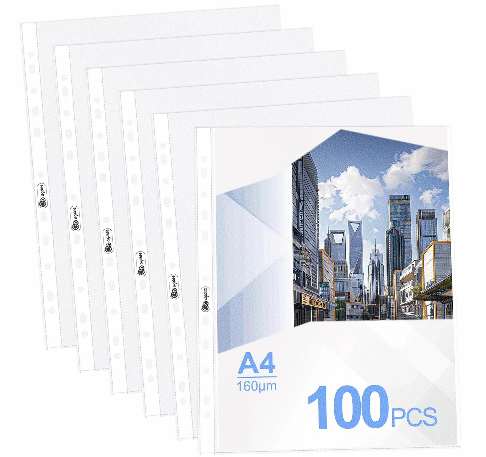 Agoer 100 przezroczystych koszulek na dokumenty A4, format A4, przezroczyste, groszkowane, 160 my, koszulki foliowe do przechowywania papieru, zdjęć, dokumentów