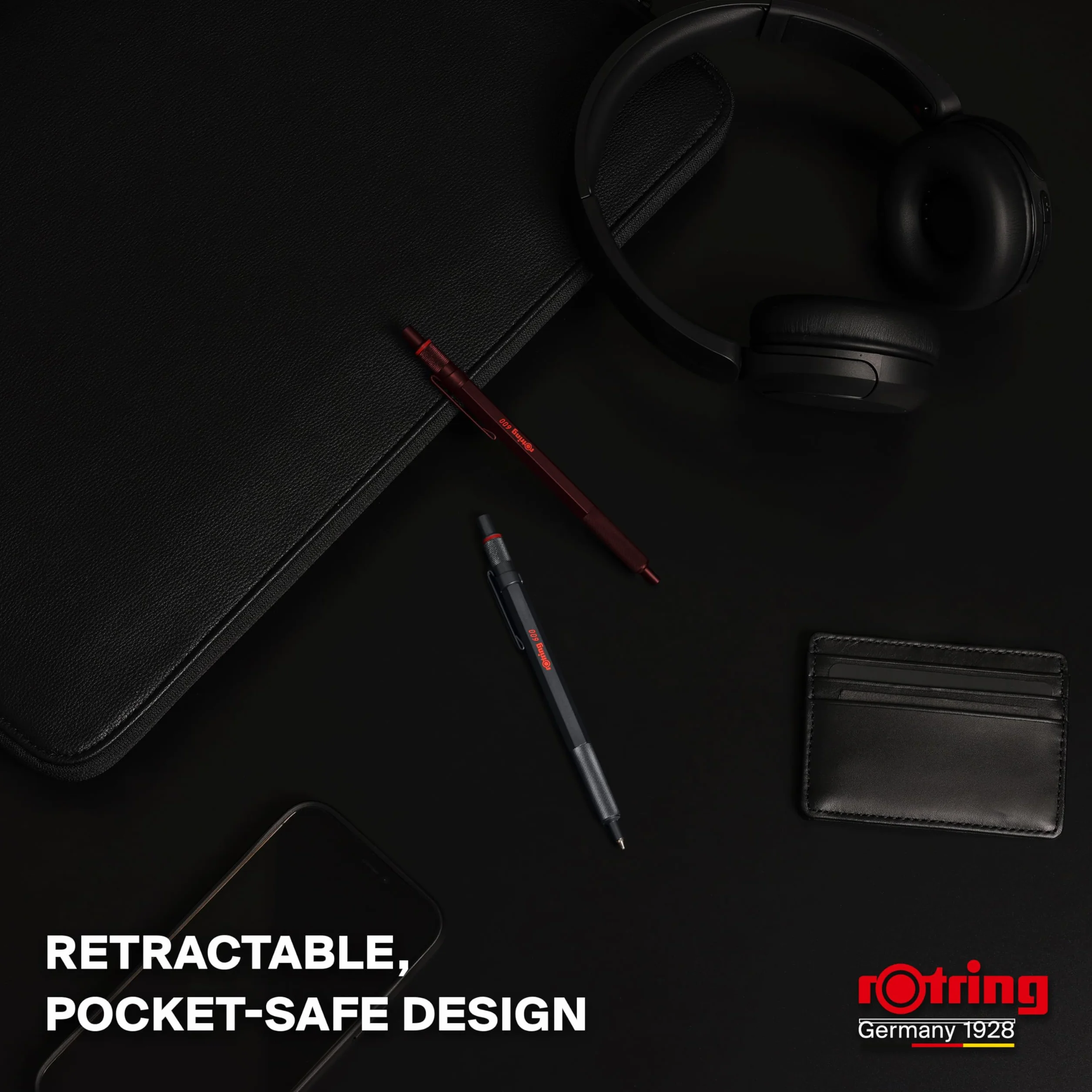 rOtring 600 Długopis | Końcówka Medium | Czarny tusz | Obudowa długopisu w całości wykonana z metalu | Chocolate Truffle | Antypoślizgowy uchwyt radełkowany i sześciokątny korpus | Z wymiennym wkładem