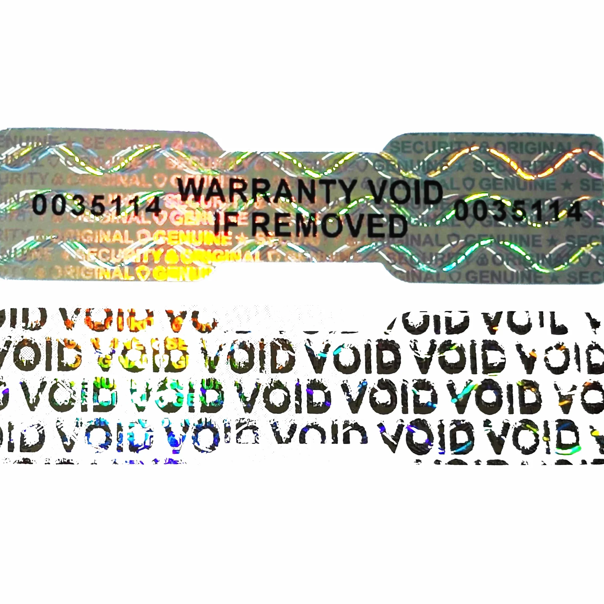 Naklejki hologramowe zabezpieczające 12,7x50mm 330szt. Srebrne etykiety plomby