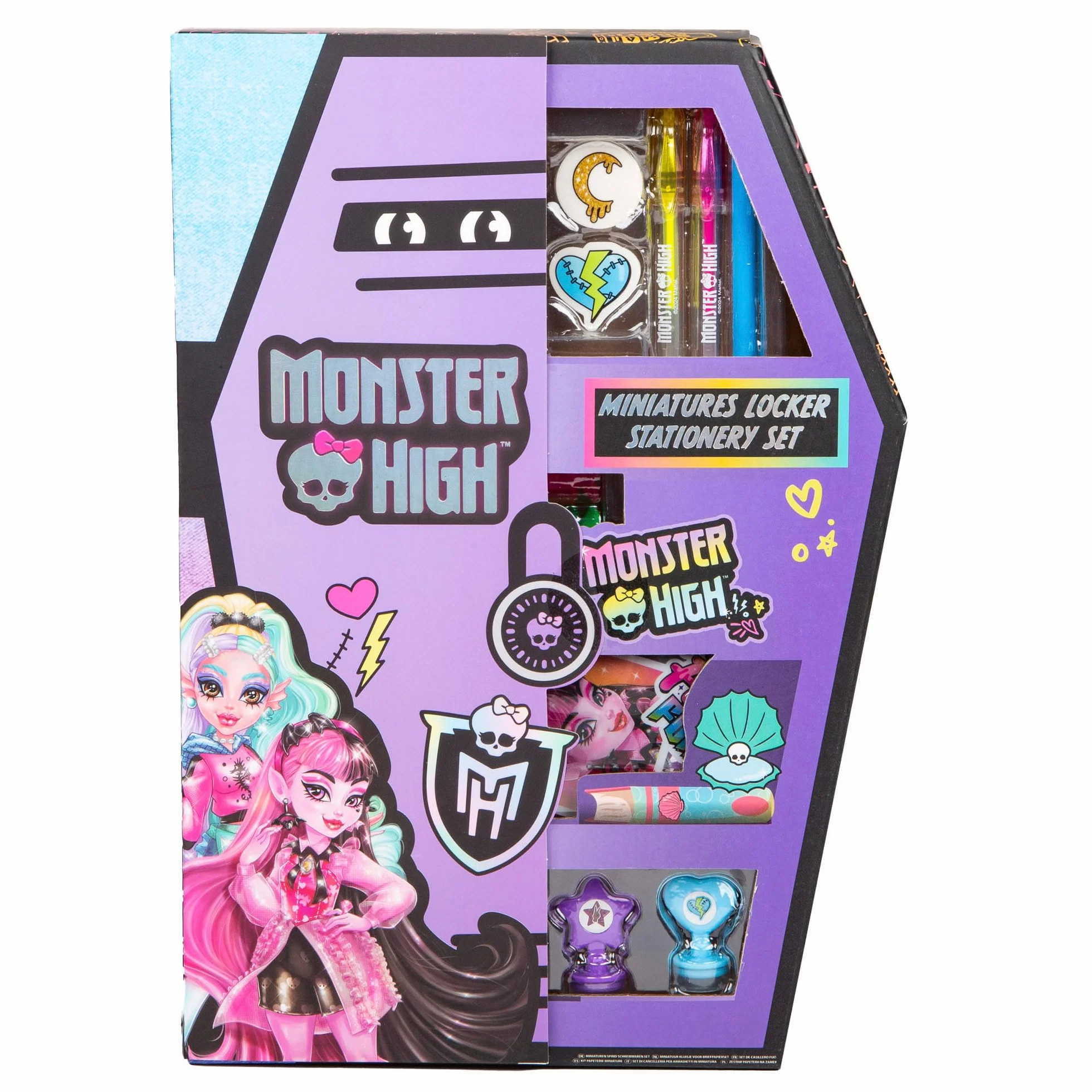 ColorBaby Monster High zestaw do pisania szafy, piórnik, długopisy, znaczki i naklejki, przybory szkolne dla dzieci (77515)