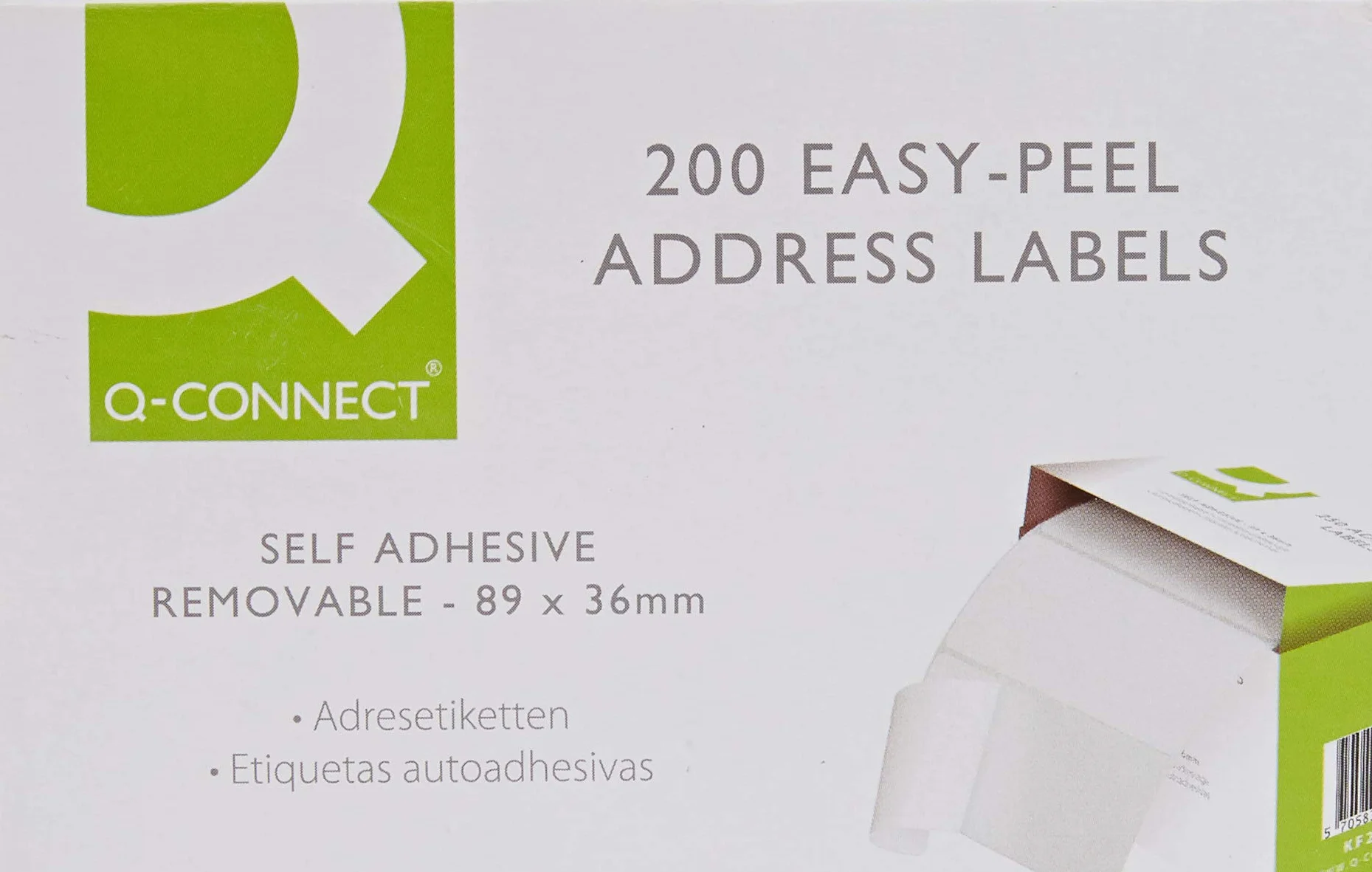 Q-Connect Rolka etykiety adresowej samoprzylepna 89 mm x 36 mm biała 200 sztuk