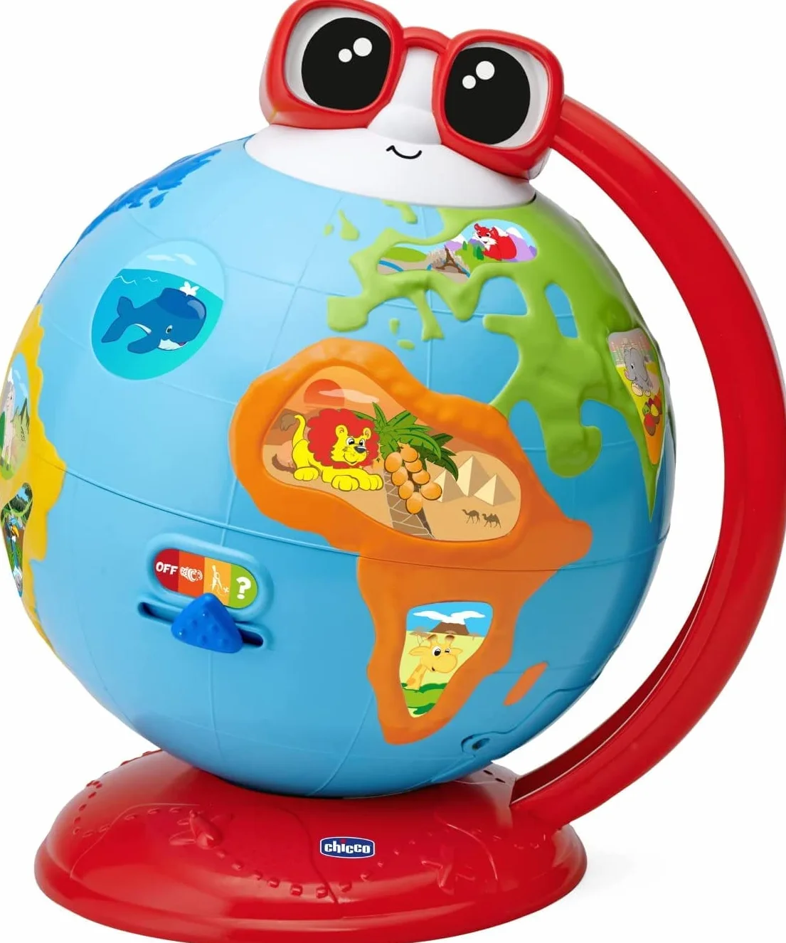 Chicco Edu Globe Mówiący globus edukacyjny nauka geografii logiki sekwencji pamięci 300 zdań quizów piosenek Montessori gry dla dzieci 2-6 lat